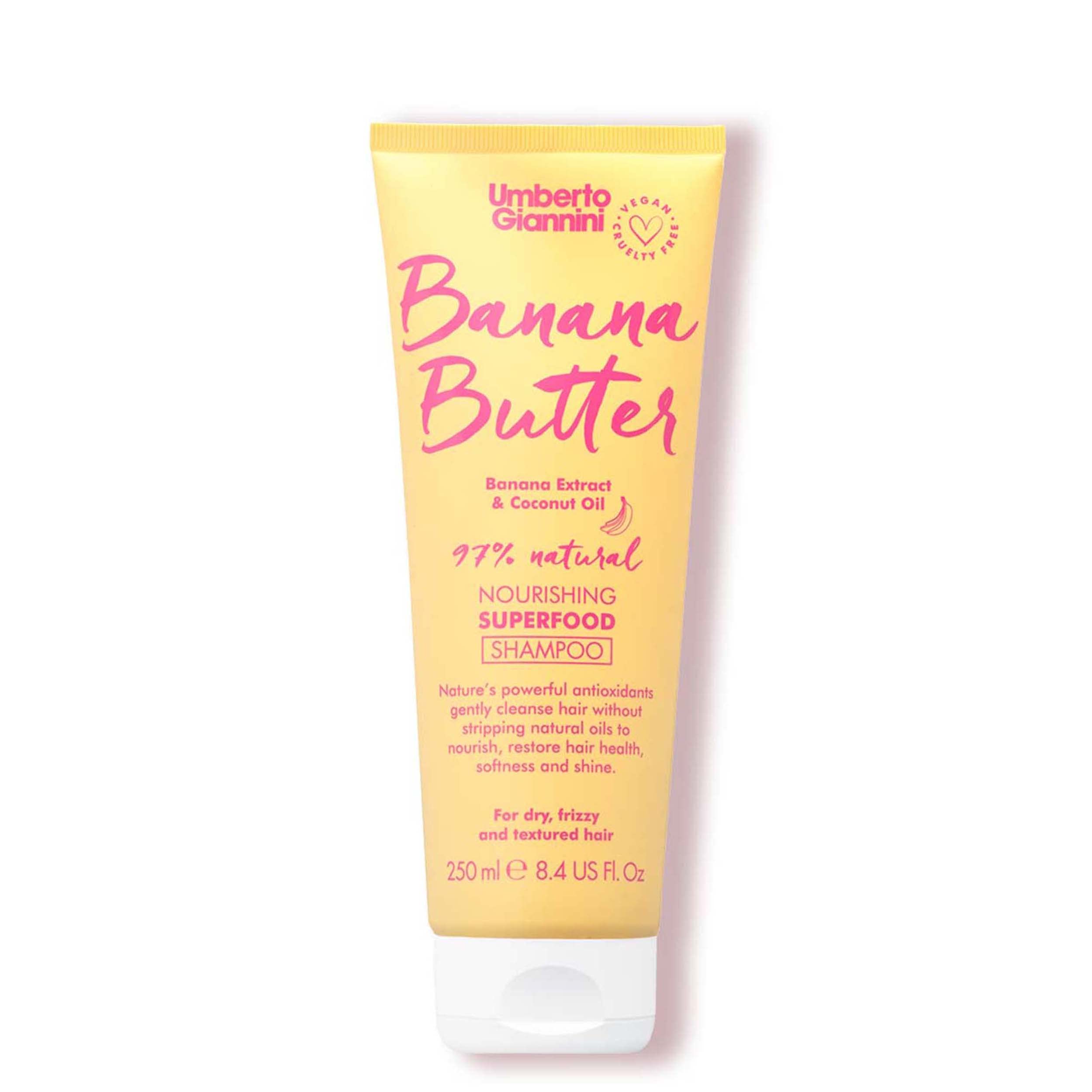 Umberto Giannini Banana Butter Nourishing Superfood Shampoo, Vegan & Cruelty Free Moisturising Formula for Dry, Textured or Friz