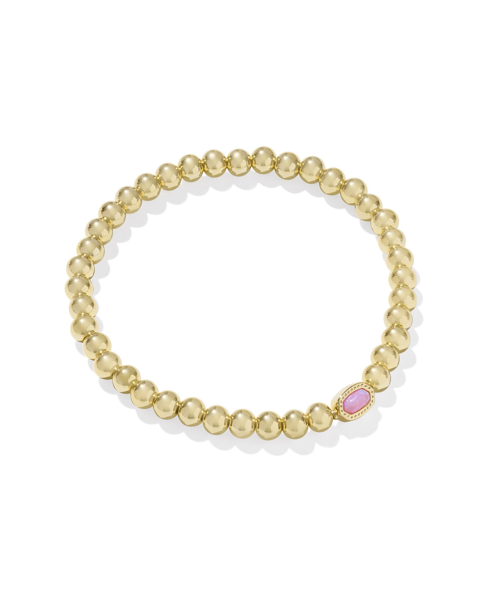 Kendra Scott Mini Elaina Stretch Bracelet, Gold-Plated Brass, Carnation Kyocera Opal, Fashion Jewelry for Women