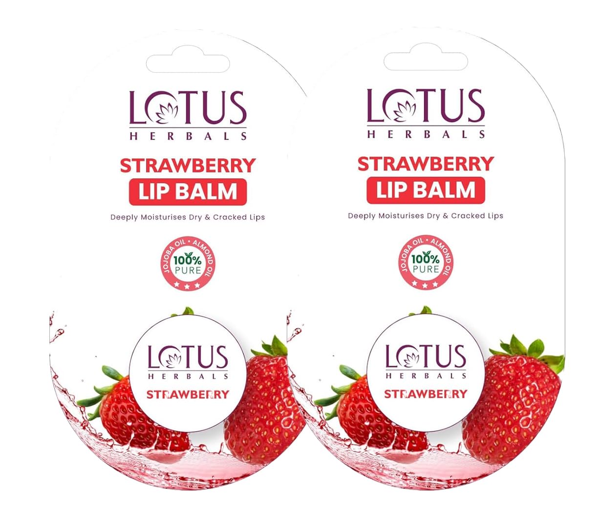 Lotus Herbals Lip Balm  Strawberry | For Dry & Cracked Lips | 5G (Pack Of 2)