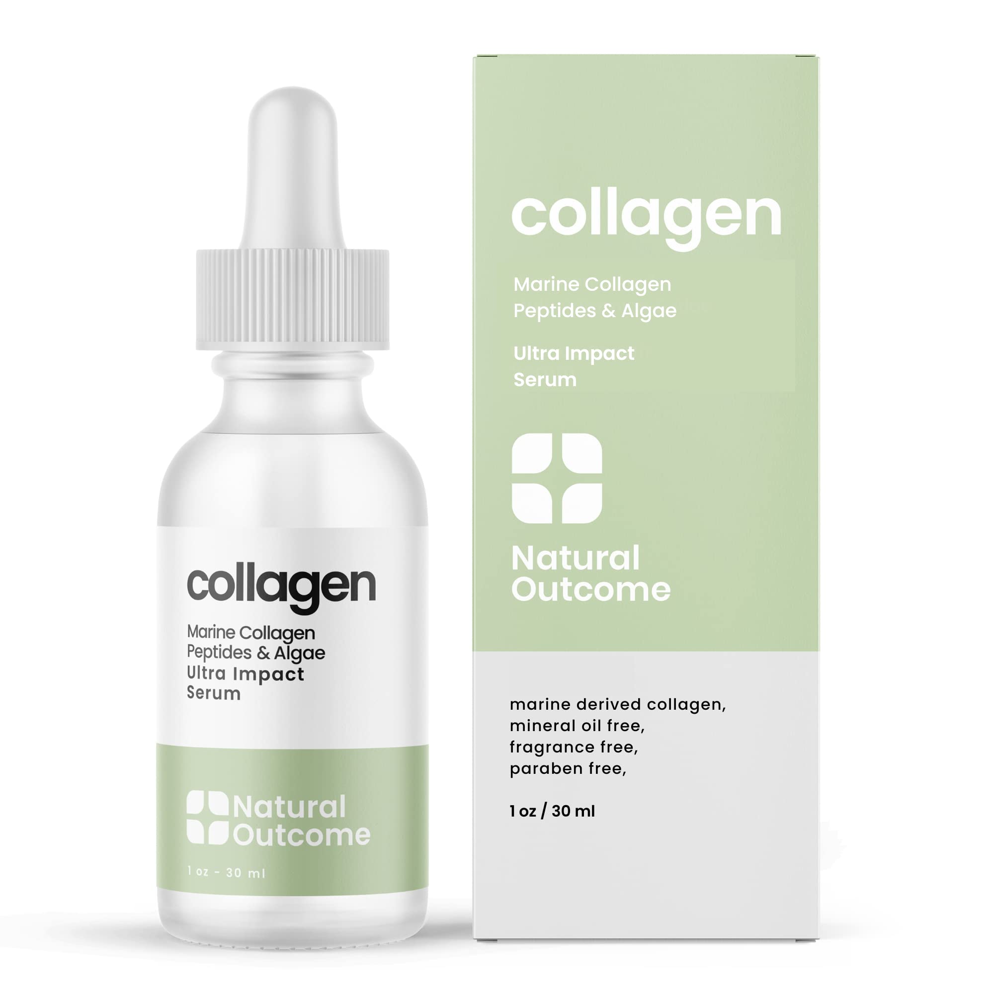 Collagen Serum For Face by Natural Outcome Skin Care - Ultra Impact Marine Collagen Peptides Serum for Face - Facial Moisturizer