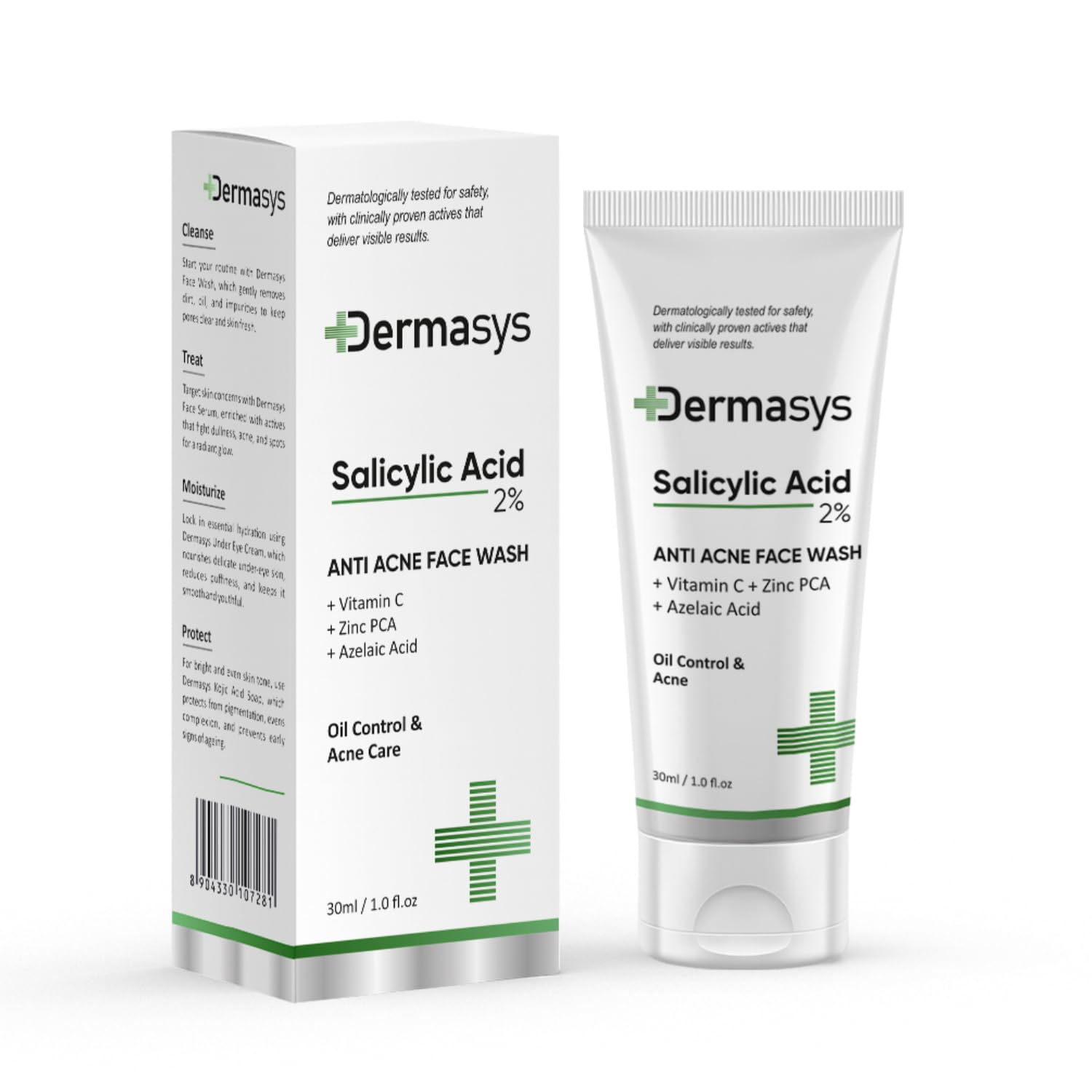 Dermasys 2% Salicylic Acid Anti Acne Face Wash With Zinc Pca & Azelaic Acid | Acne Control, Oil Control & Pore Cleansing Face Wa