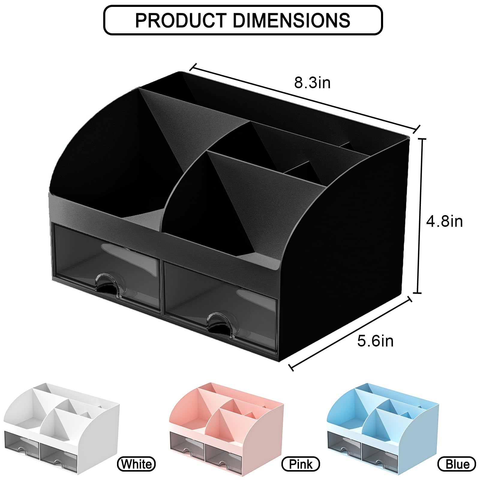 Makeup Organizer With Drawers, Cosmetic Storage For Dresser Vanity And Bathroom Countertop, Beauty Holder For Lipstick Brush, Sk
