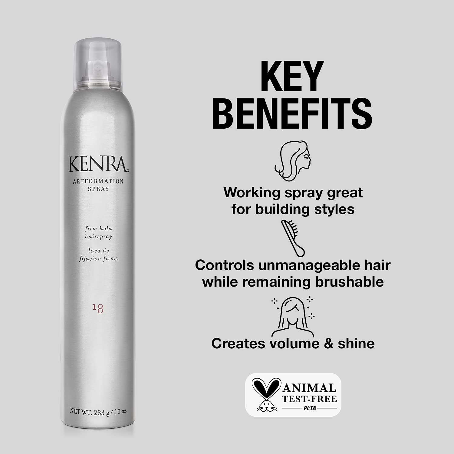 Kenra Artformation Spray 18 80% | Firm Hold Hairspray | Volume & Styling Control | Fast-dying Formula| All Hair Types | 10 oz