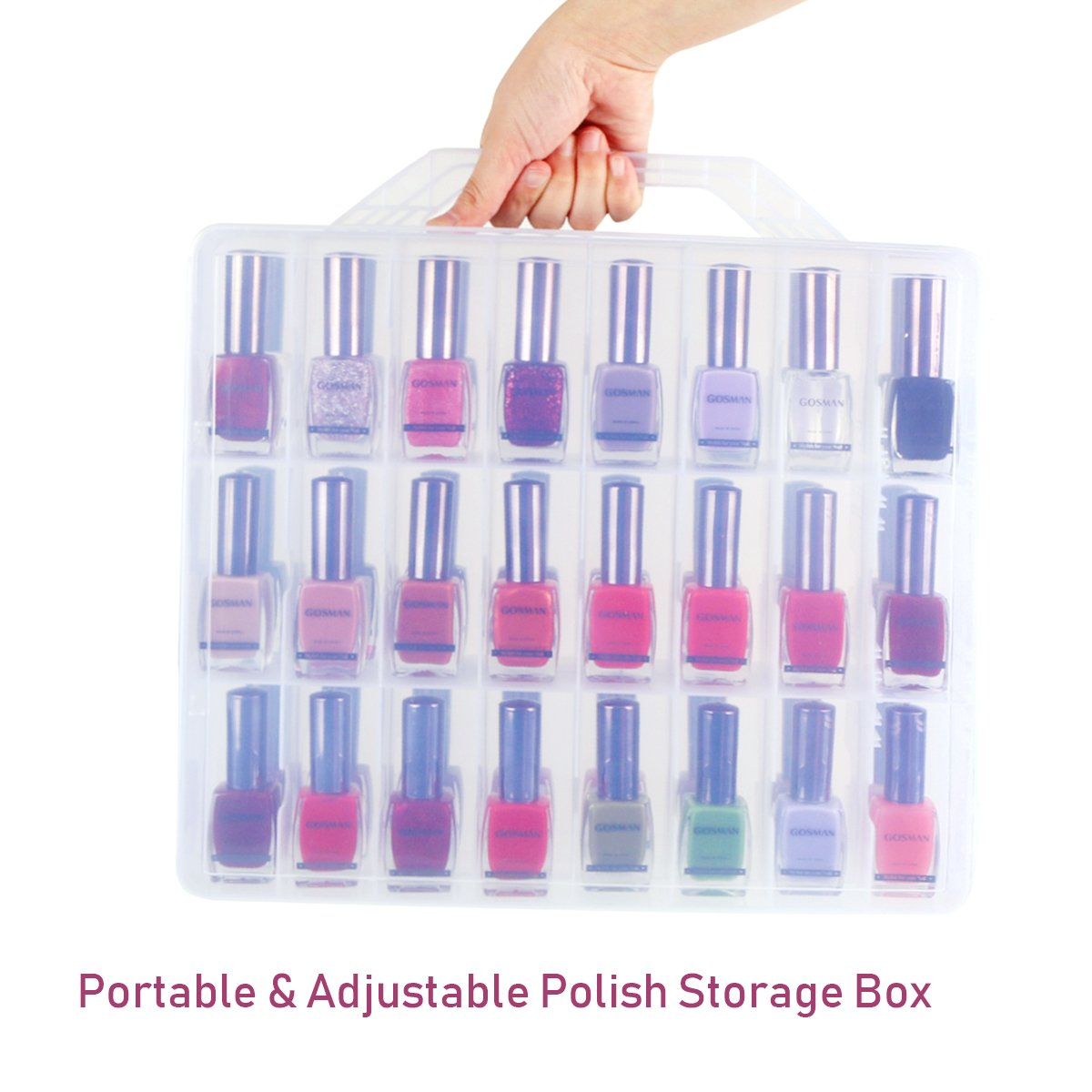 Kissbuty Universal Nail Polish Holder Organizer for 48 Bottles Adjustable Dividers Space Saver