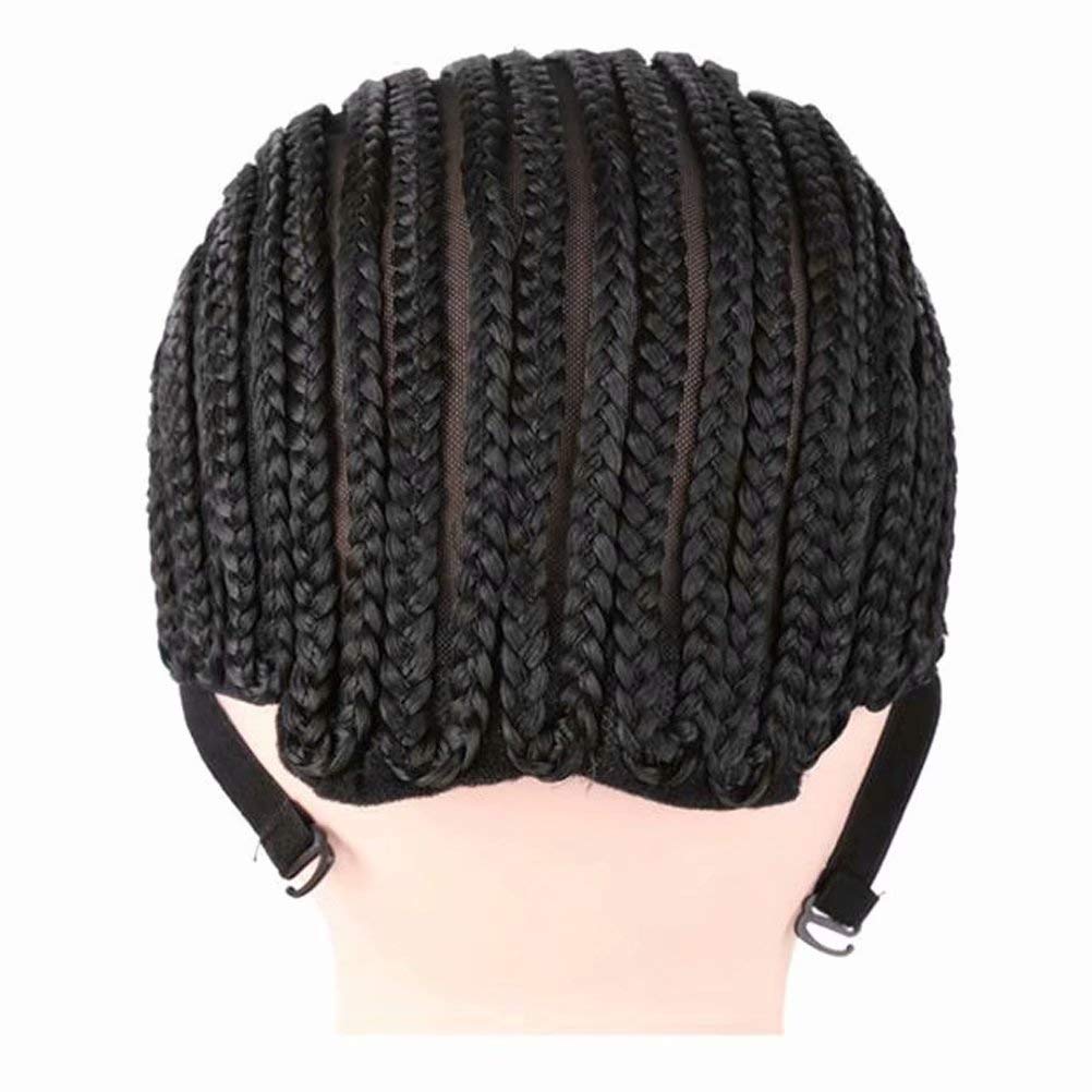 FEEL ME Adjustable Crochet Cornrow Wig Cap Synthetic Braided Cap with Adjustable Straps Breathable Crochet Caps with Combs for B