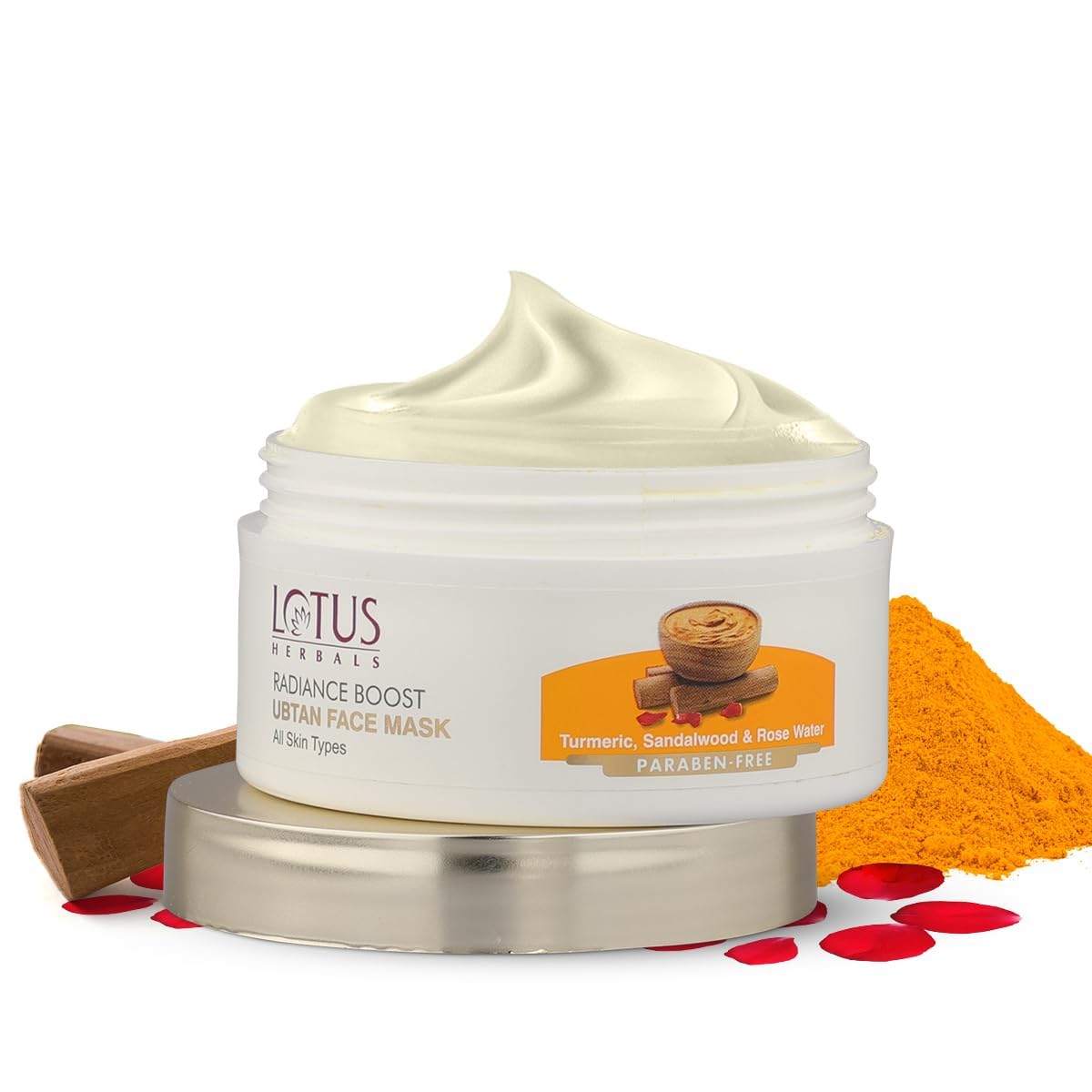 Lotus Herbals Radiance Boost Ubtan  Face Mask | Turmeric, Sandalwood And Rose Water | Shiny Skin | Dark Spot Reduction | No Par