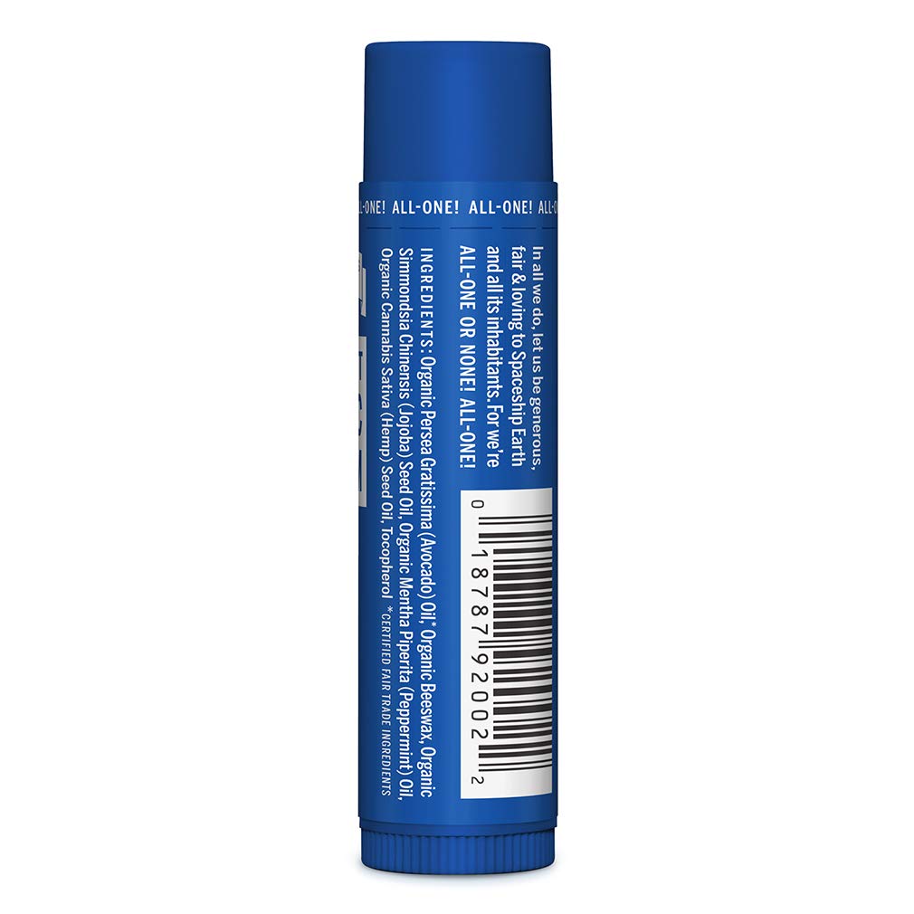 Dr. Bronner's - Organic Lip Balm (Peppermint, 0.15 ounce, 6-Pack) - Made with Organic Beeswax and Avocado Oil, For Dry Lips, Han