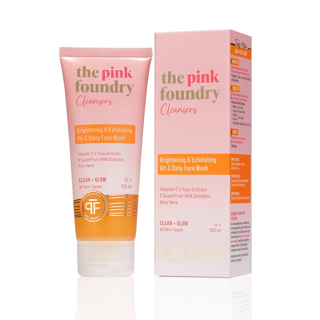 The Pink FoundryS Brightening & Exfoliating Vitamin C Face Wash Suitable For All Skin Types | Daily Cleanser | Deeply Cleanses 