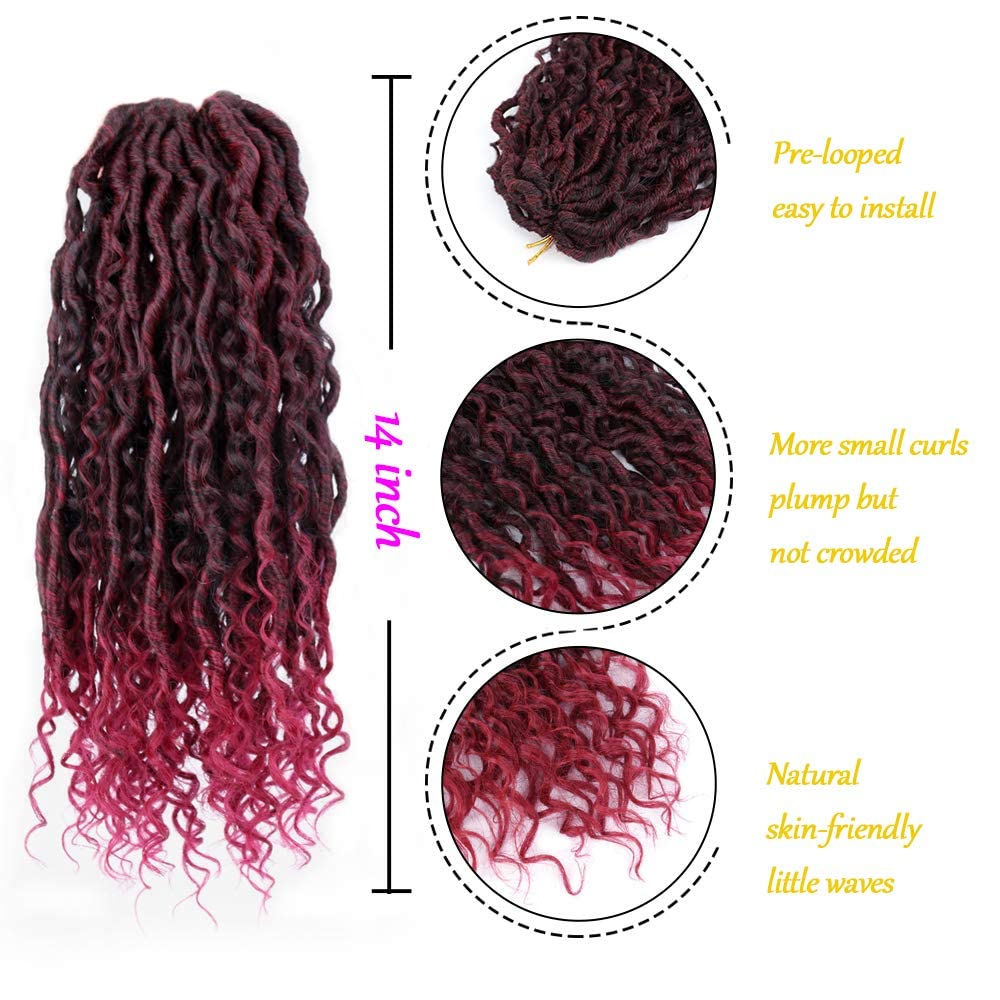 6 Packs Curly Faux Locs Crochet Hair Bohemian Locs Crochet Hair 14 Inch New Goddess Locs Crochet Hair Boho Hippie Locs Synthetic