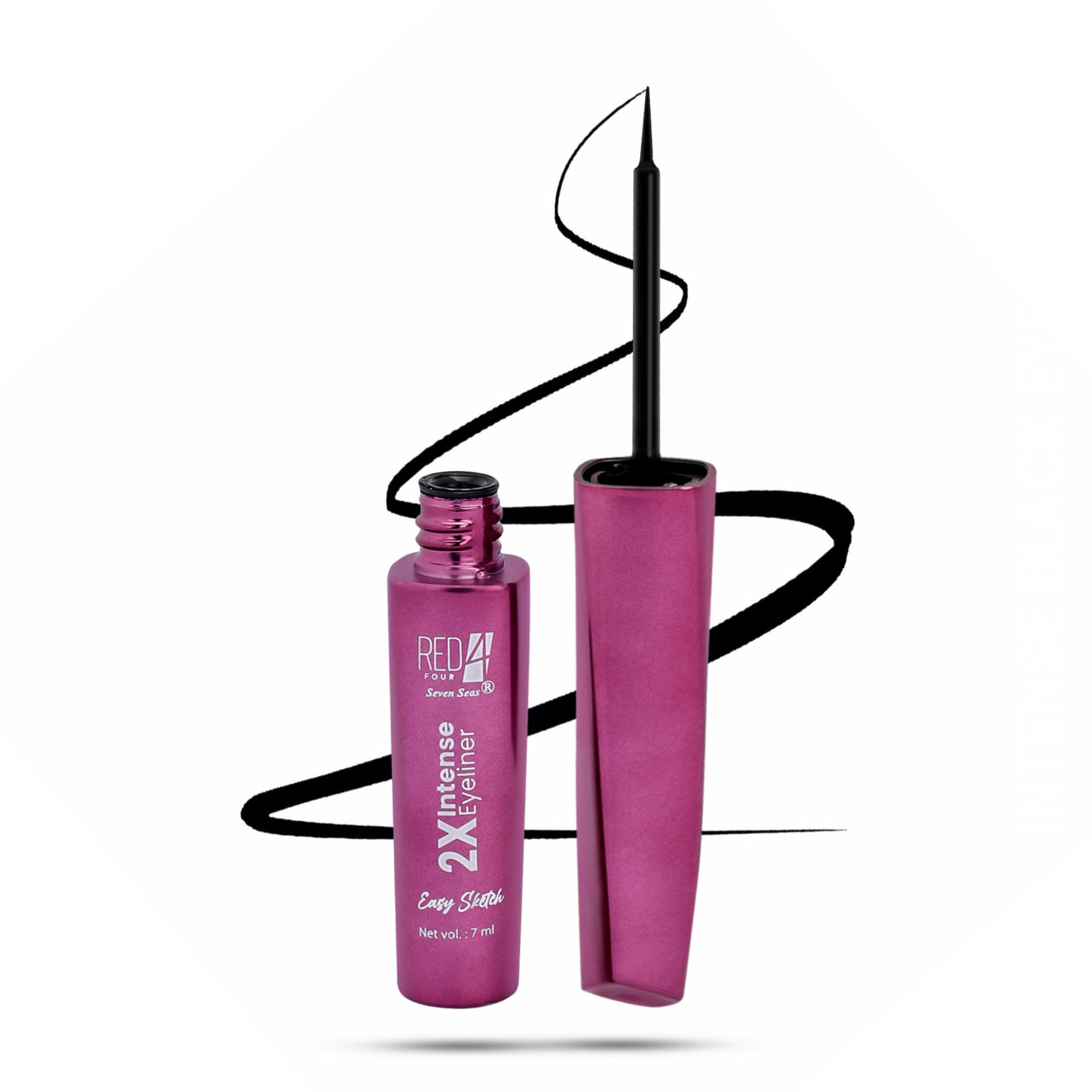 Red 4 Easy Sketch 2X Intense Liquid Eyeliner | Long Lasting | Smudgeproof Eyeliner | Fine Brush For Intense Black Application | 