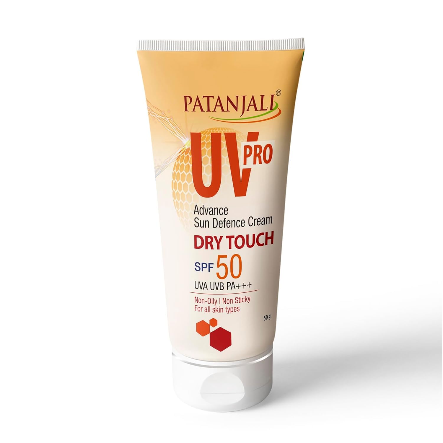 Patanjali UV Pro Advance Sun Defence Cream SPF 50 PA+++50g, Dry Touch, NonOily, NonSticky Sunscreen for All Skin Types, Ayurve