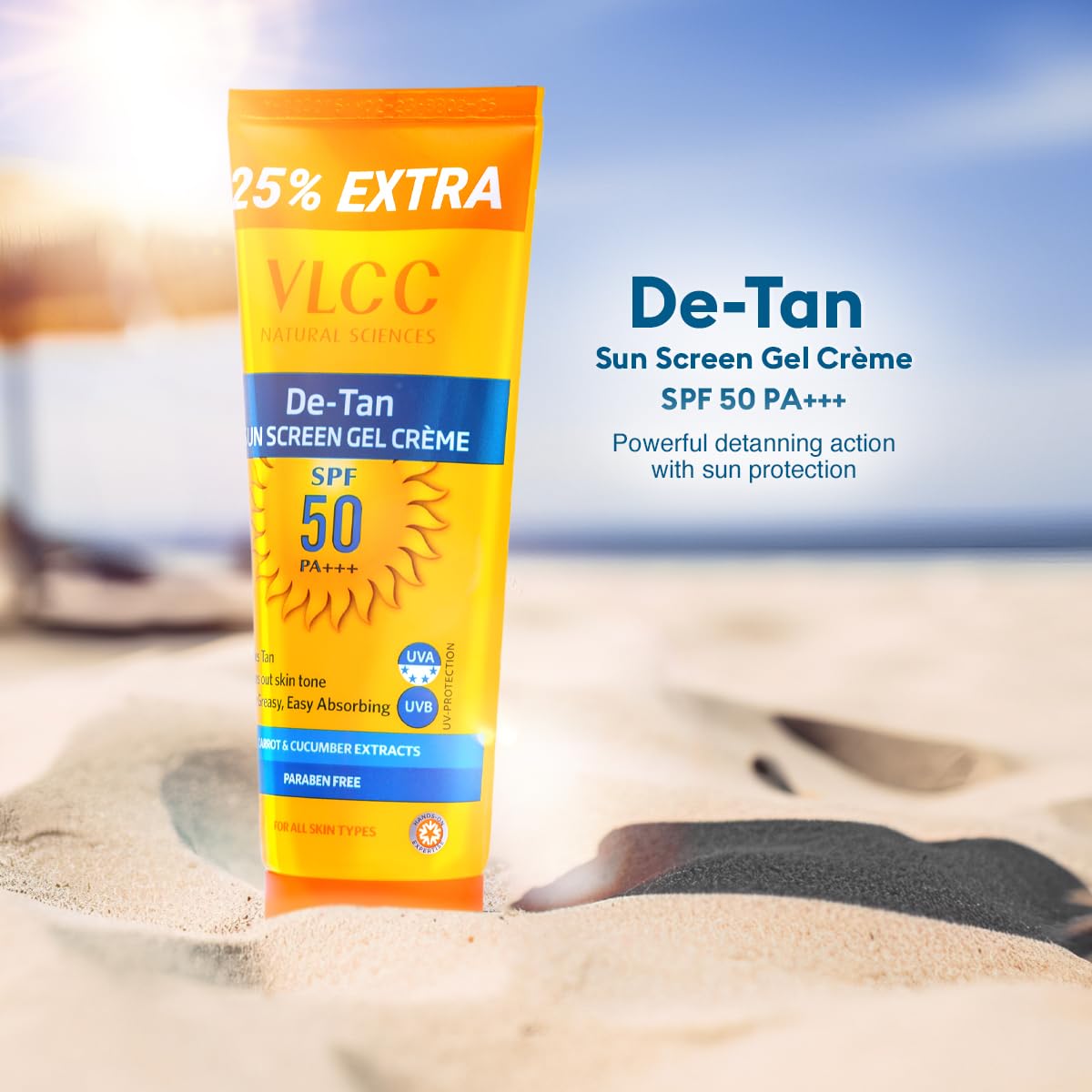 VLCC De Tan SPF 50 PA+++ Sun Screen Gel Creme(100gm)