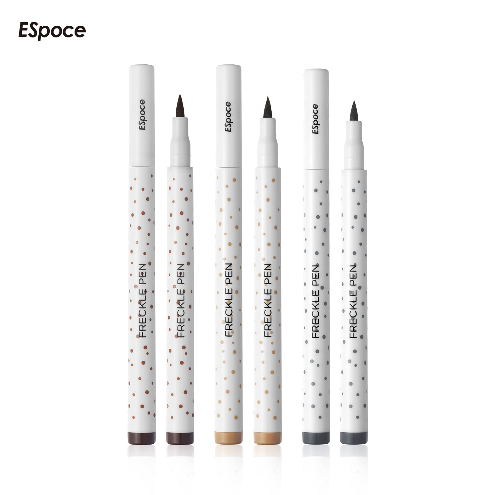 Freckle Pen 3 Colors Waterproof Long Lasting Quick Dry Small Spot Natural Like Face Freckle Makeup Pen, Dark Brown, Light Brown