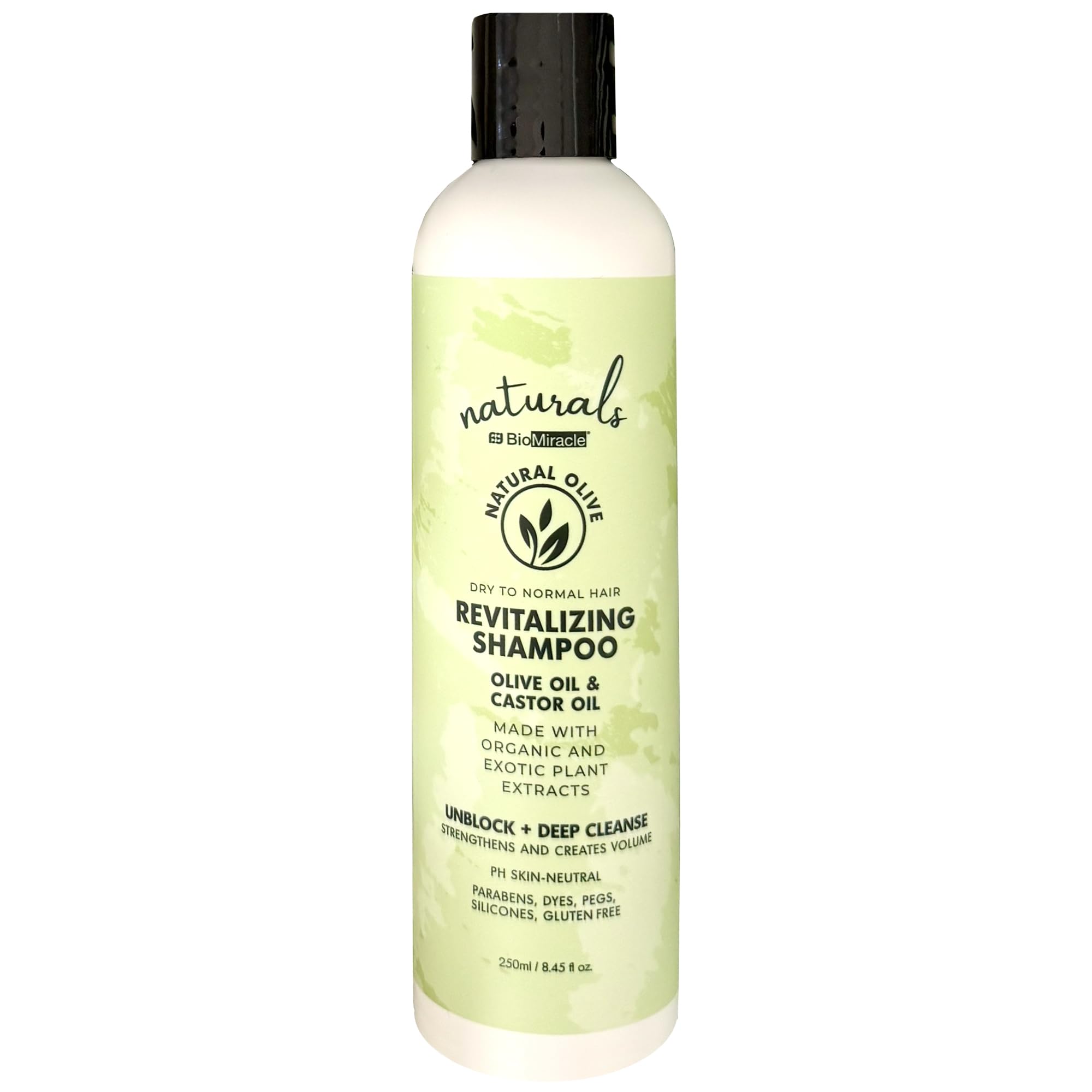 BioMiracle Revitalizing Shampoo with Olive Oil & Castor Oil  Organic Plant Extracts, pH SkinNeutral, Removes BuildUp, Leaves 