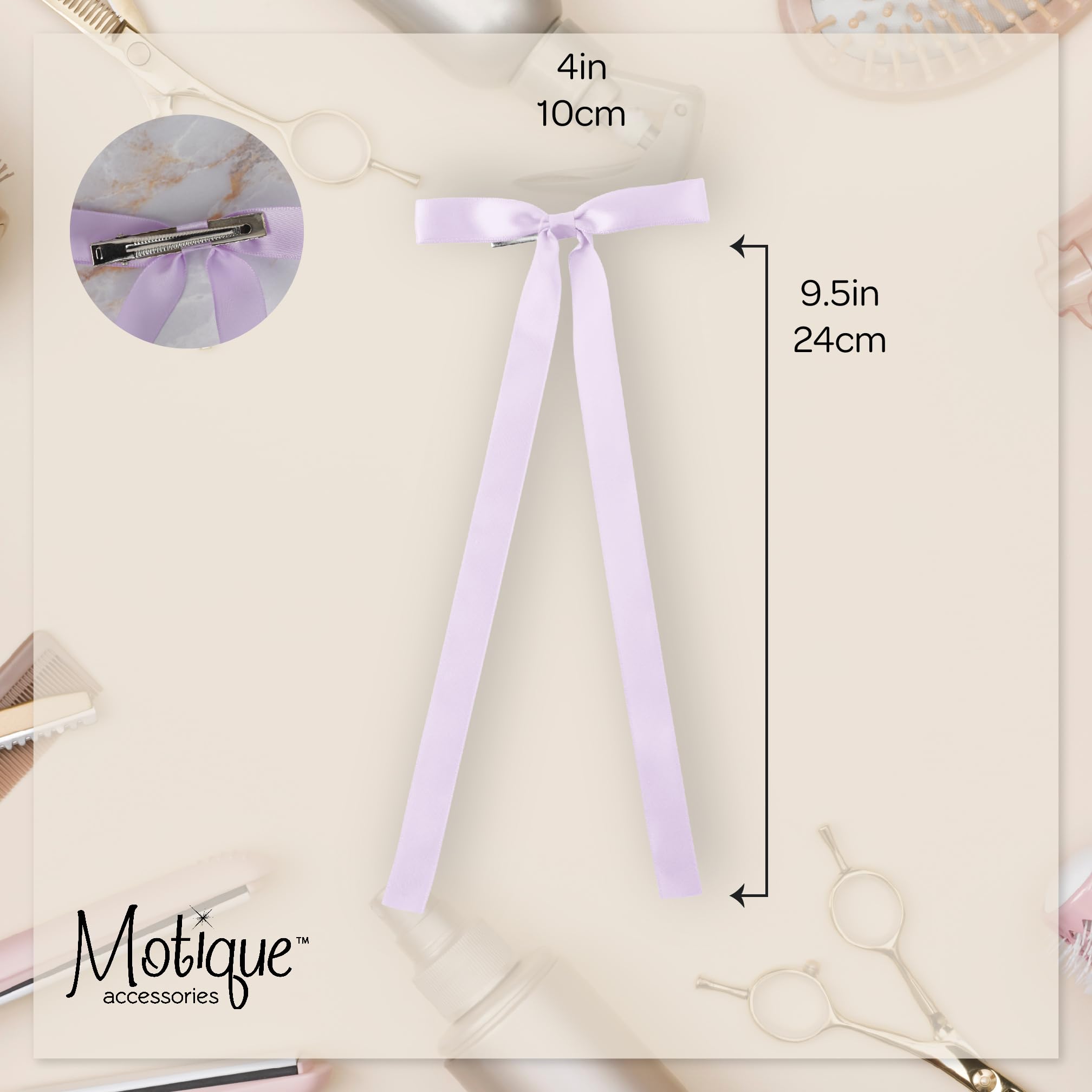 2PCS Silky Satin Hair Bows Hair Clip Ribbon Accessories Ponytail Holder Hair Bow for Women Girls Teens (Lavender)