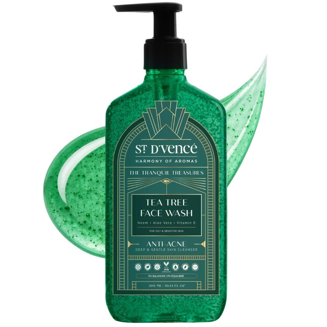 St. DVence Essential Tea Tree Oil And Neem Facewash | Face Wash For Oily And Acne Prone Skin | Sulphate And Paraben Free  300 