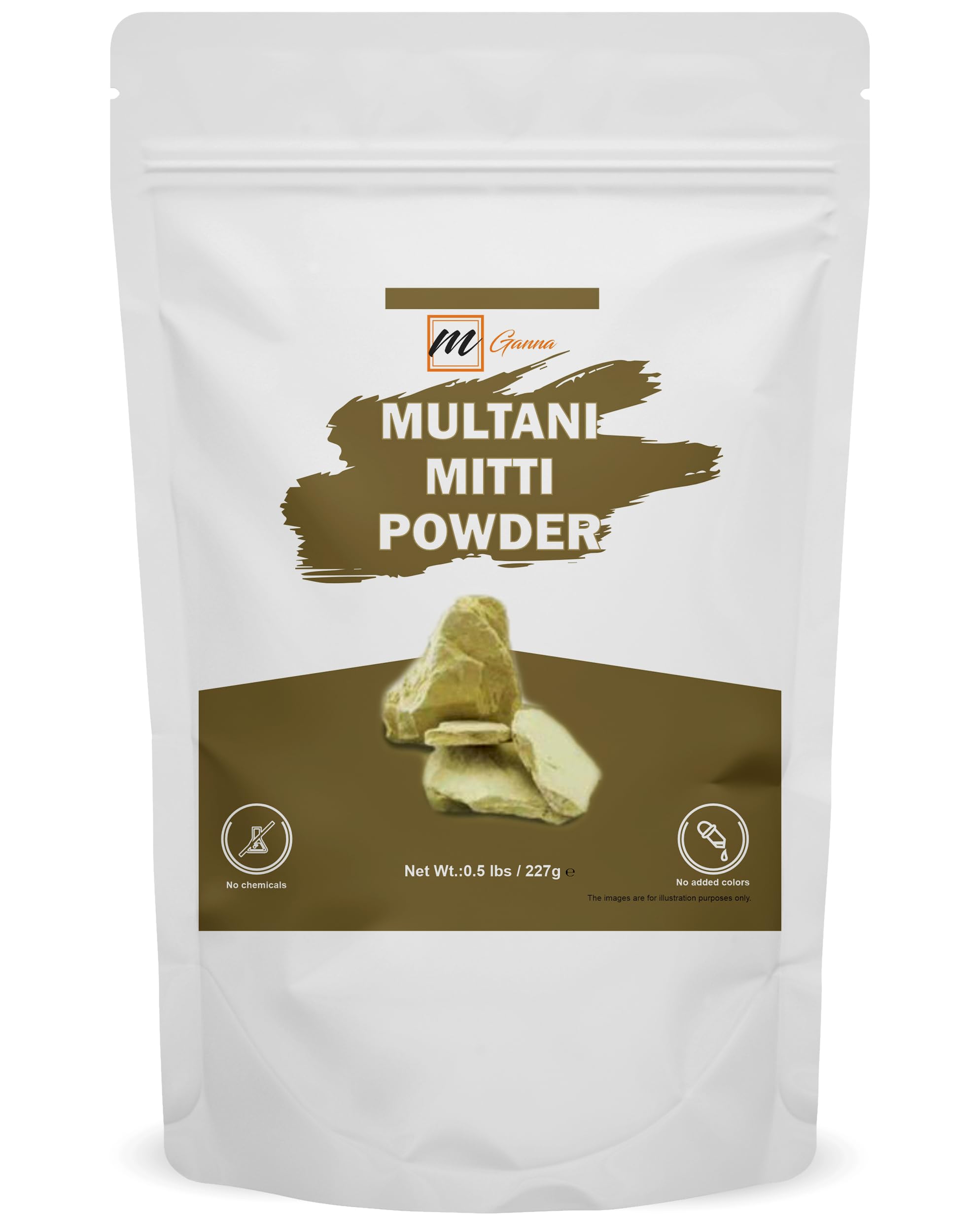 mGanna 100% Pure Natural 0.50 Lbs Purified Multani Mitti Mud | Fullers Earth Clay Powder Cosmetic Grade | Natural Face Mask (Hal