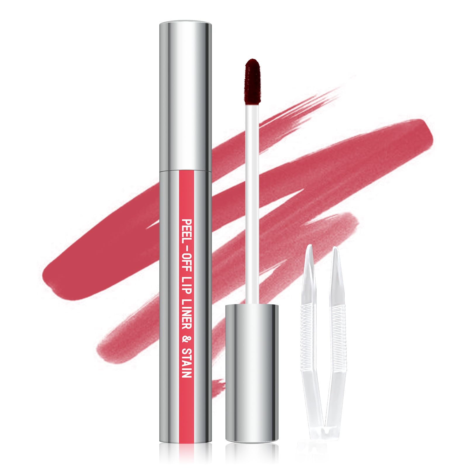 Cilrofelr Peel Off Lip Liner Stain, Long Wear Tattoo Lip Liner with Tweezer, Peel Off Lip Stain with Matte Finish, Long Lasting,