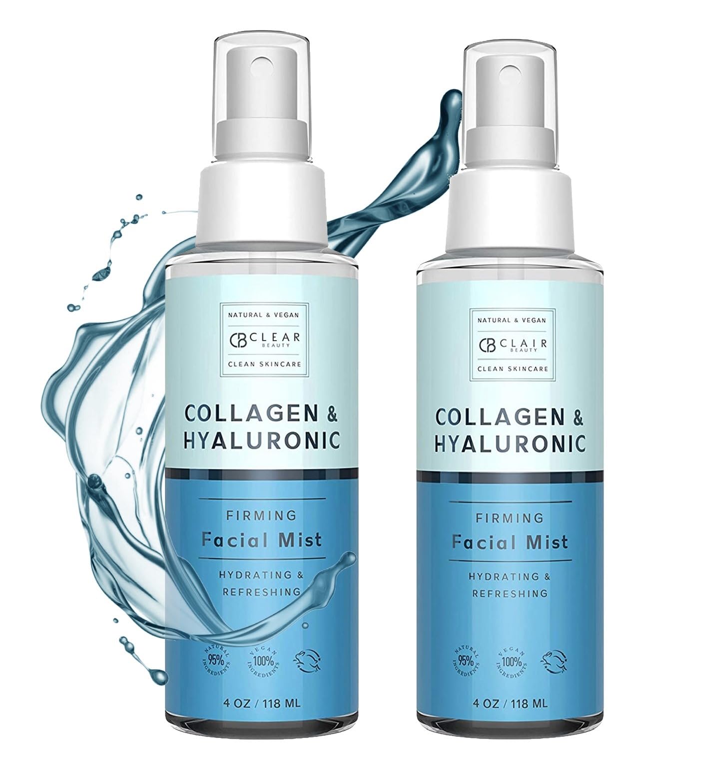 Clear Beauty Hyaluronic Acid & Collagen Face Mist - Moisturizes & Hydrates Skin & Calms Redness, Balancing & Toning Facial Mist