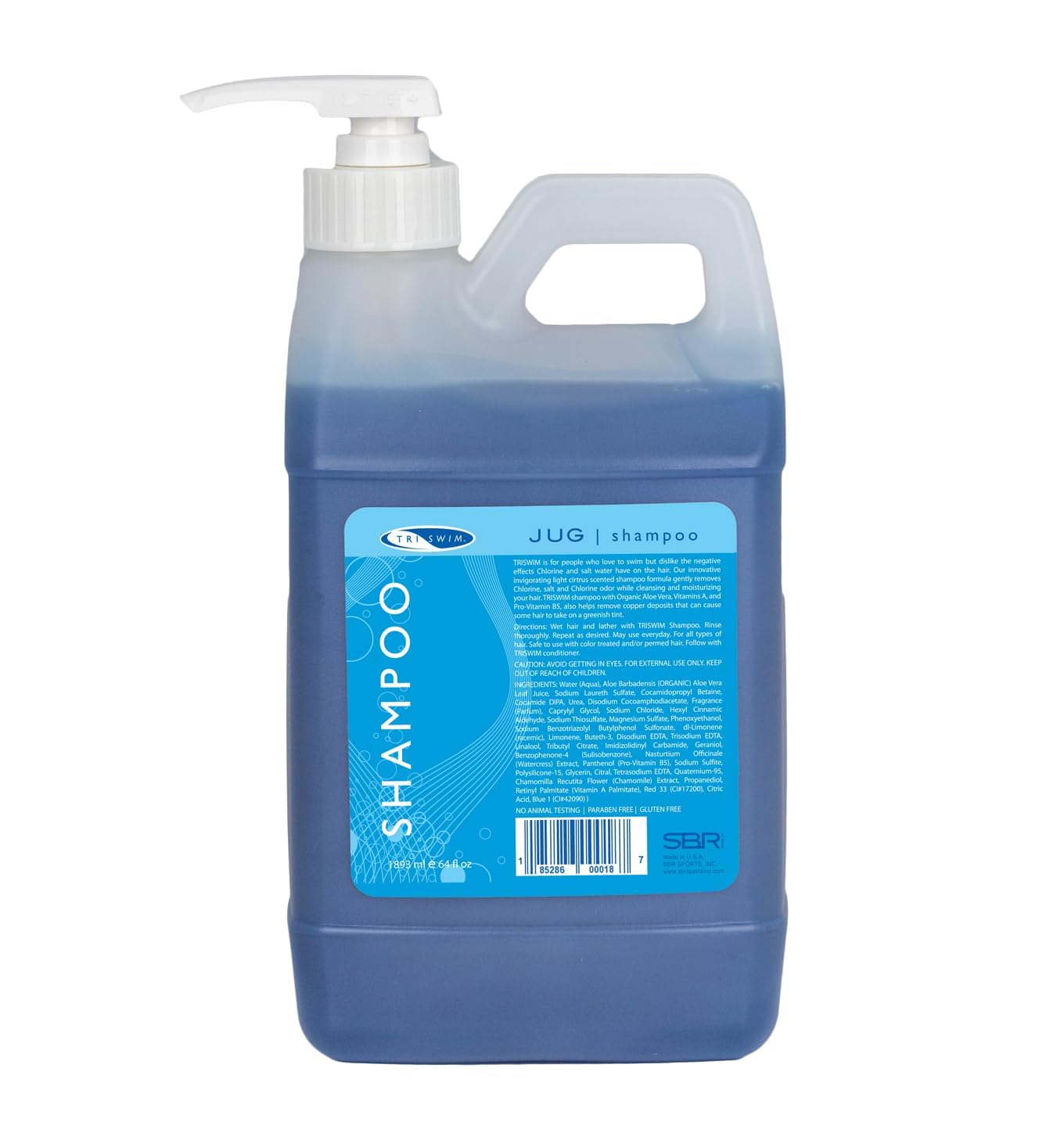 TRISWIM Swim Shampoo Chlorine Removal Jug 64oz with Pump | Removes Chlorine, Bromine, & Mineral Build-up | Moisturizes with Aloe