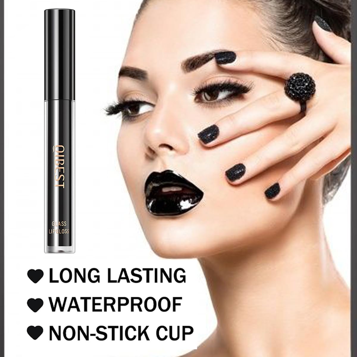 Pakivs 3Pcs Black Matte Liquid Lipstick,Lip Liner,Lip Gloss Trio Lip Set Waterproof Long-Lasting Moisturizing Velvety Lip Stain