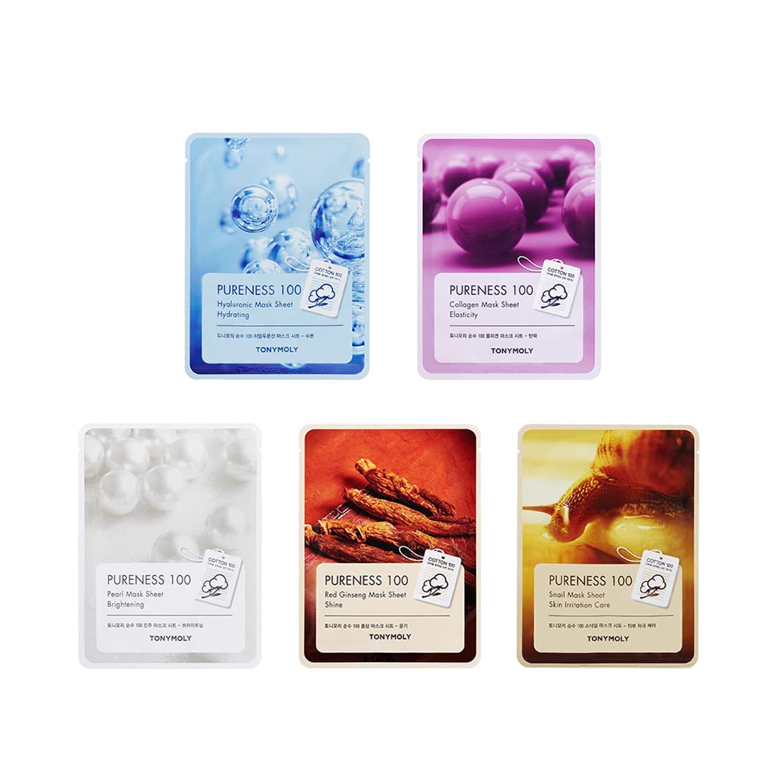 Tonymoly Pureness Sheet Mask| Pack Of 5| Cotton Face Sheets| Face Mask For Glowing Skin| Instantly Soothes Skin| Brightens & Nou
