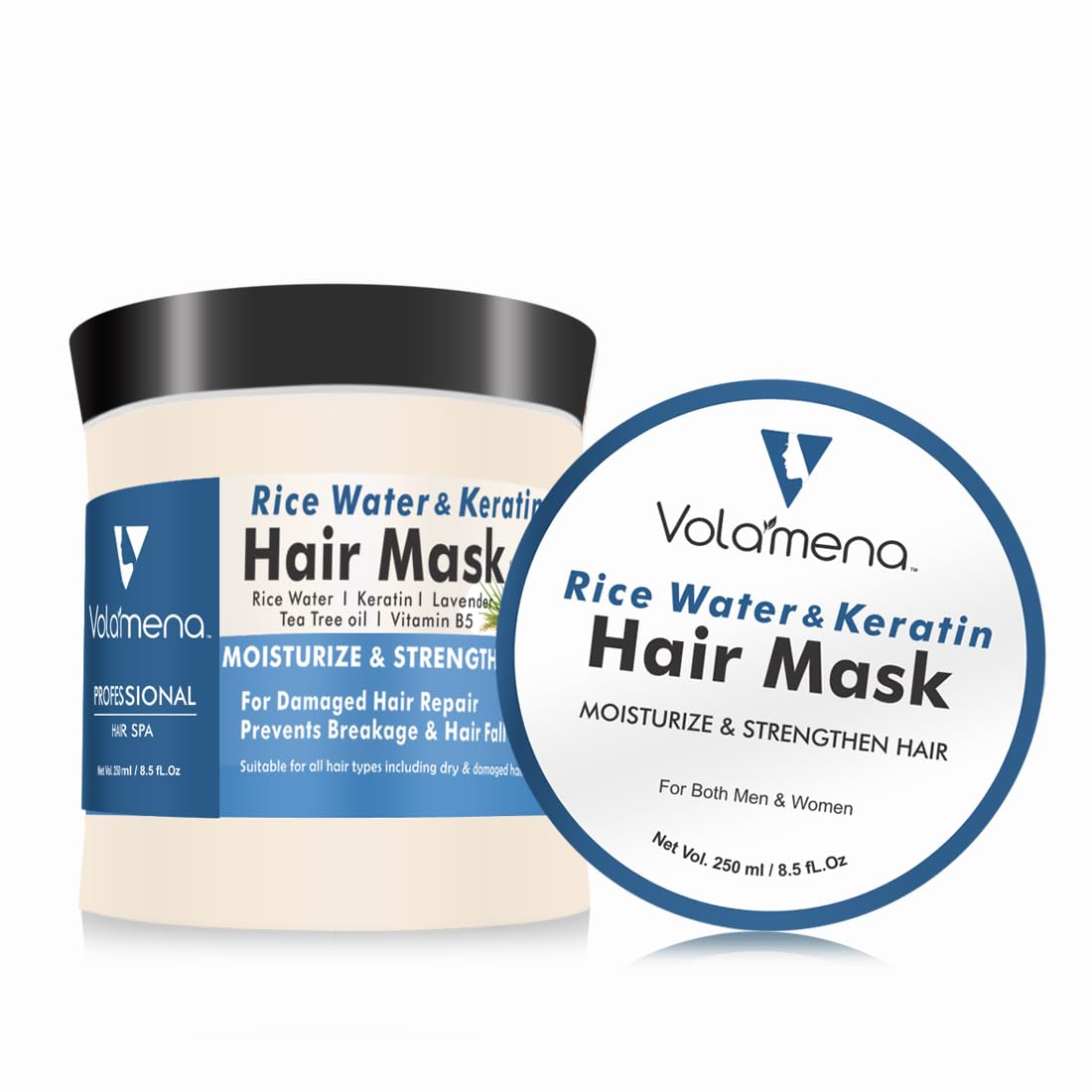 Volamena With Device Rice Water Hair Mask With Keratin For Repair Damaged Hair For Men & Womem 250 Ml