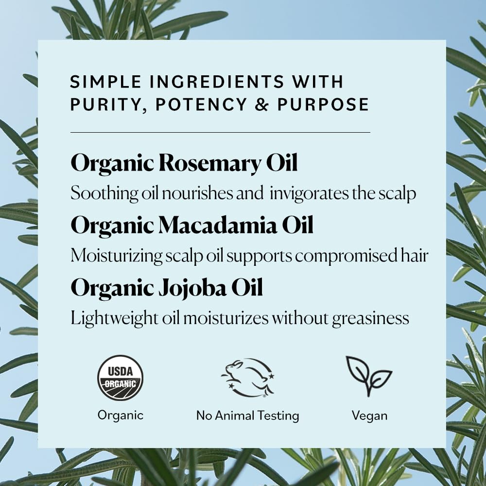 Sky Organics - Organic Rosemary Oil With Strong Roots - Hair Growth Serum With Macadamia, Jojoba & Essential Oils For Scalp - Na