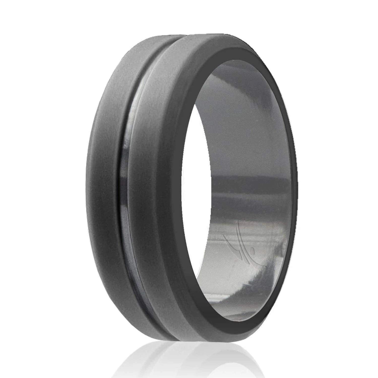 Roq Silicone Rubber Wedding Ring For Men, Comfort Fit, Men'S Wedding Band, Breathable Rubber Engagement Band, 8Mm Wide 2Mm Thick