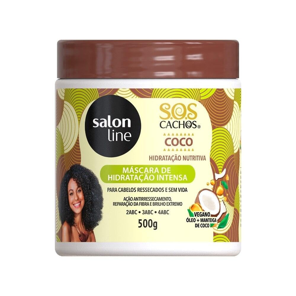 Salon Line - Linha SOS Cachos (Oleo de Coco) - Mascara de Hidratacao Intensa 500 Gr - (SOS Curls (Coconut Oil) Collection - Deep