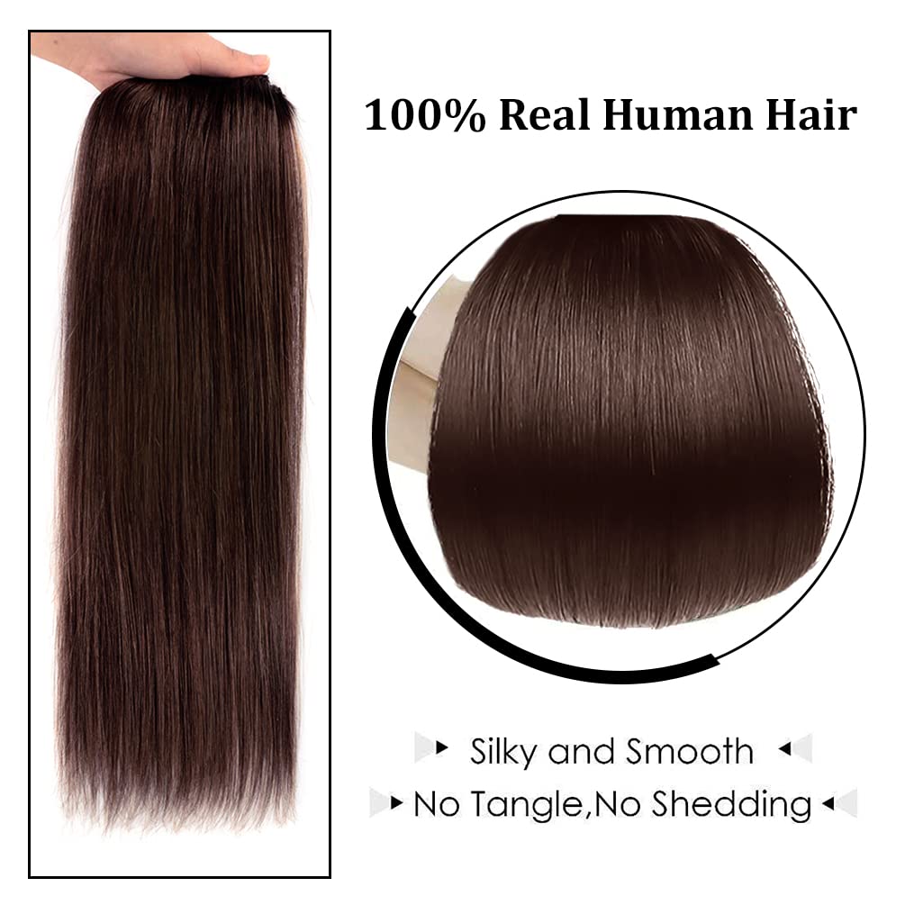 22'' Hair Extensions Clip In Human Hair For Women - Silky Straight Remy Real Long Human Hair Clip On 90Grams 4Pieces Medium Brow