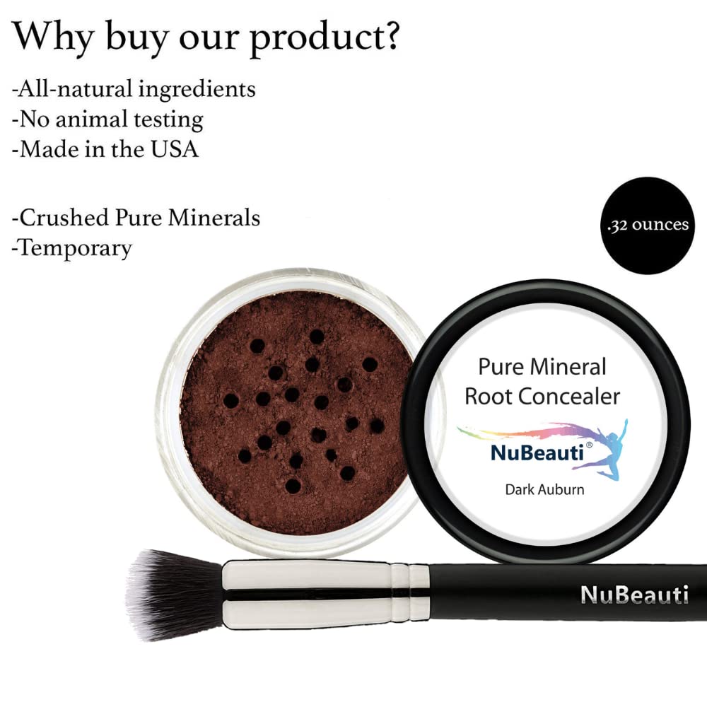 Nubeauti Hair Root Touch Up Powder - Dark Auburn - 11 True-To-Nature Root Concealer Shades - Long-Lasting, Zero Fragrance, Talc