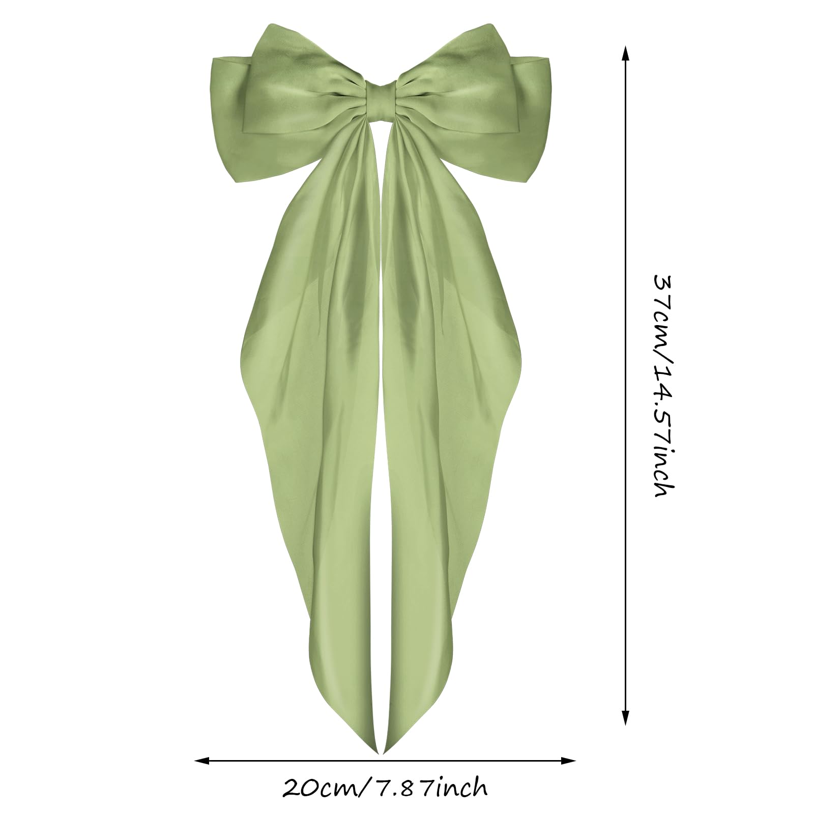 Wllhyf Big Bow Barrettes (Olive Green)
