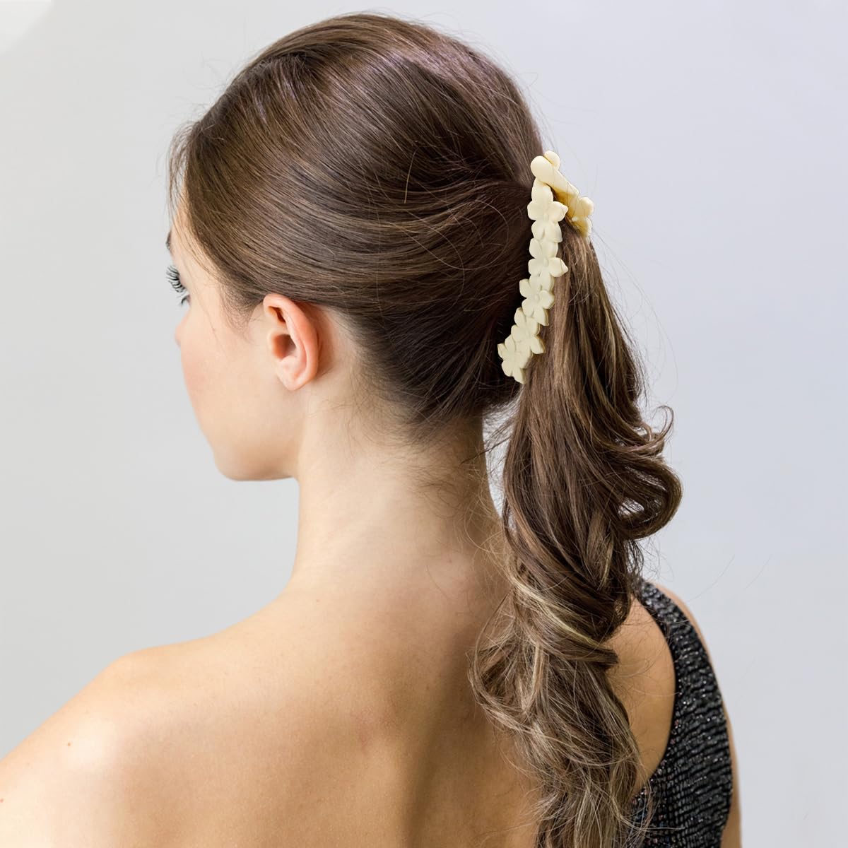 Hapdoo 6Pcs Flower Hollowed-Out Banana Hair Clips For Medium Hair, Matte Strong Hold Ponytail Bun Holder, Hair Jaw Clips Barrett