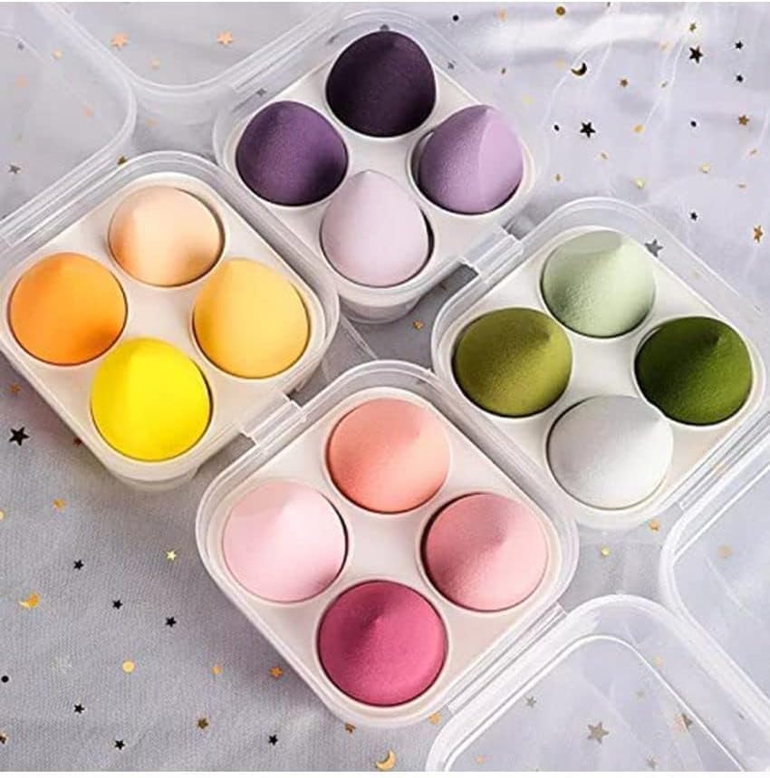 Prosopyare Makeup Sponge Set Mixed MultiColor, Use Beauty Eggs For Wet And Dry Face, MakeUp Puff, Flawless, Four Pink Outfits 