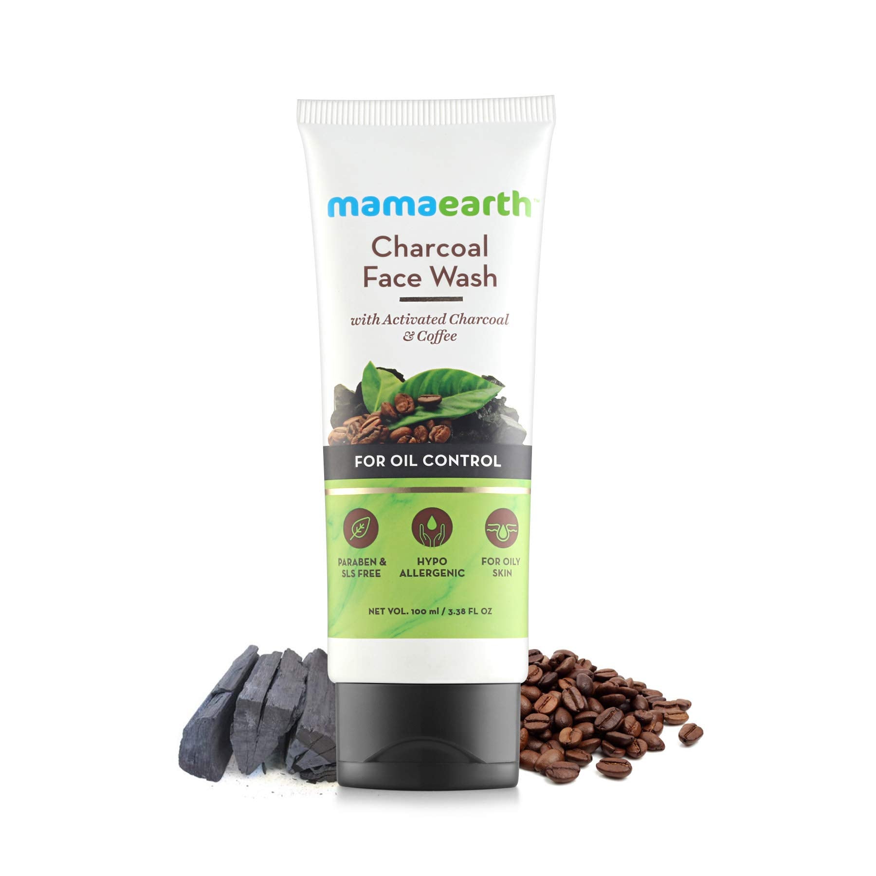 Mamaearth Activated Charcoal Face Wash for Oily Skin | Deep Cleansing & Purification with Coffee | Controls Excess Oil, Sebum & 