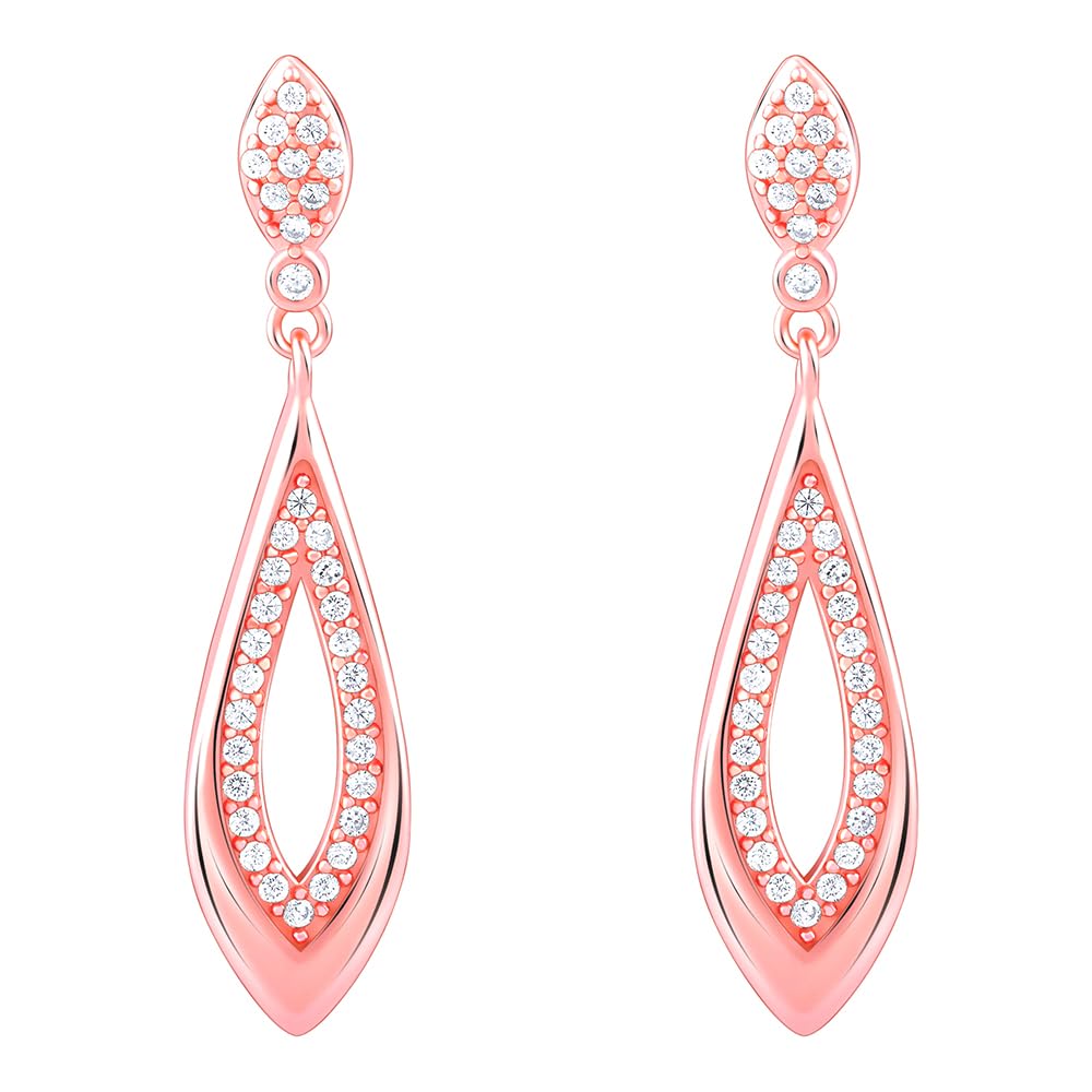 Giva 925 Silverrose Gold Halo Drop Earrings|Gifts For Girlfriend,Rakhi Rakshabandhan Gift For Sister Bhabhi,Gifts For Women & Gi