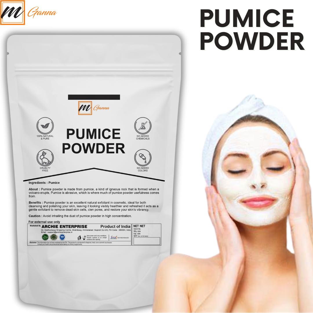 mGanna 100% Natural Pumice Powder for Facial Masks, Skin Exfoliation, Soap Making and other cosmetic formulations 0.5 LBS / 227
