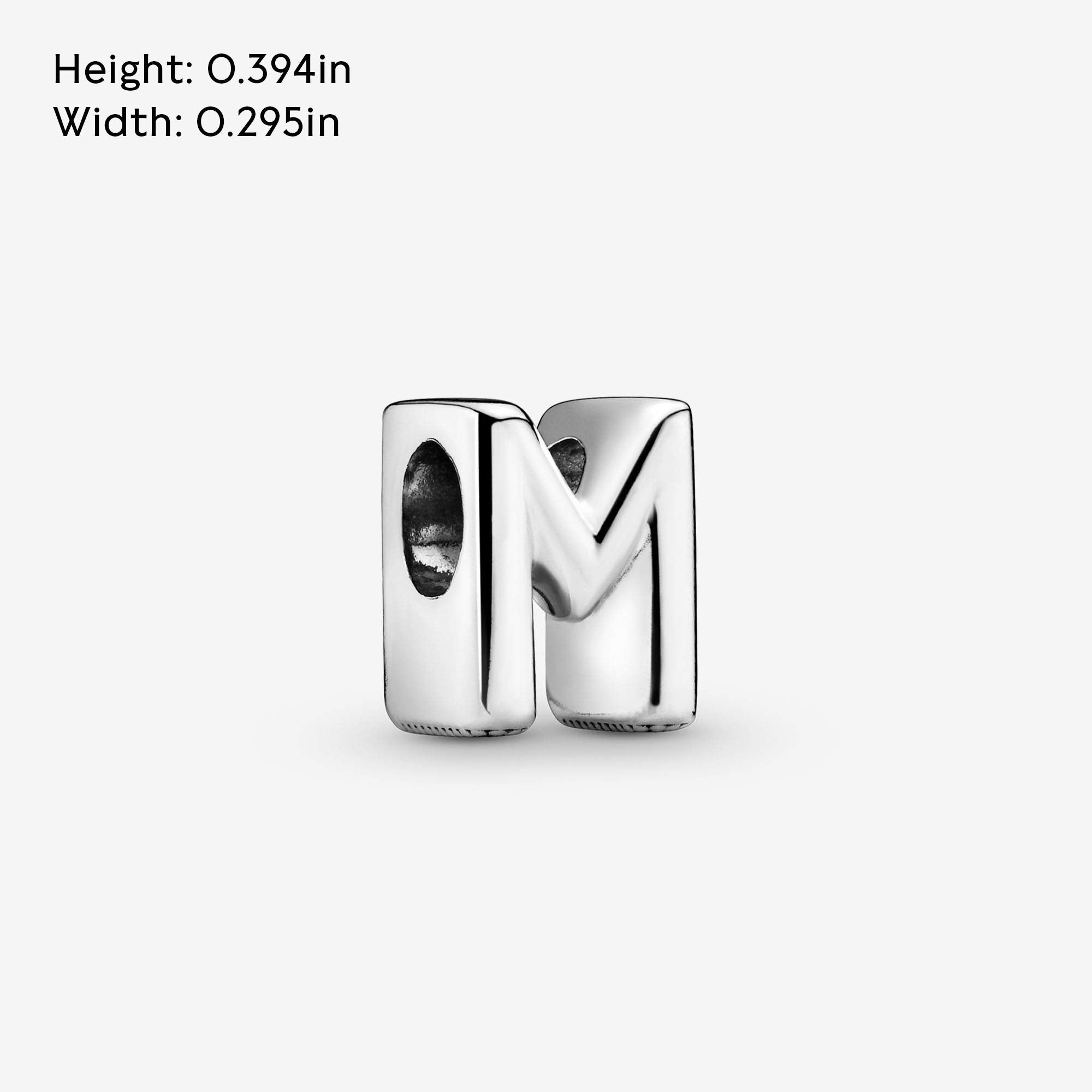 Pandora Jewelry Letter M Alphabet Charm - Beautiful Charm Letter for Pandora Charm Bracelets - Silver, No Box
