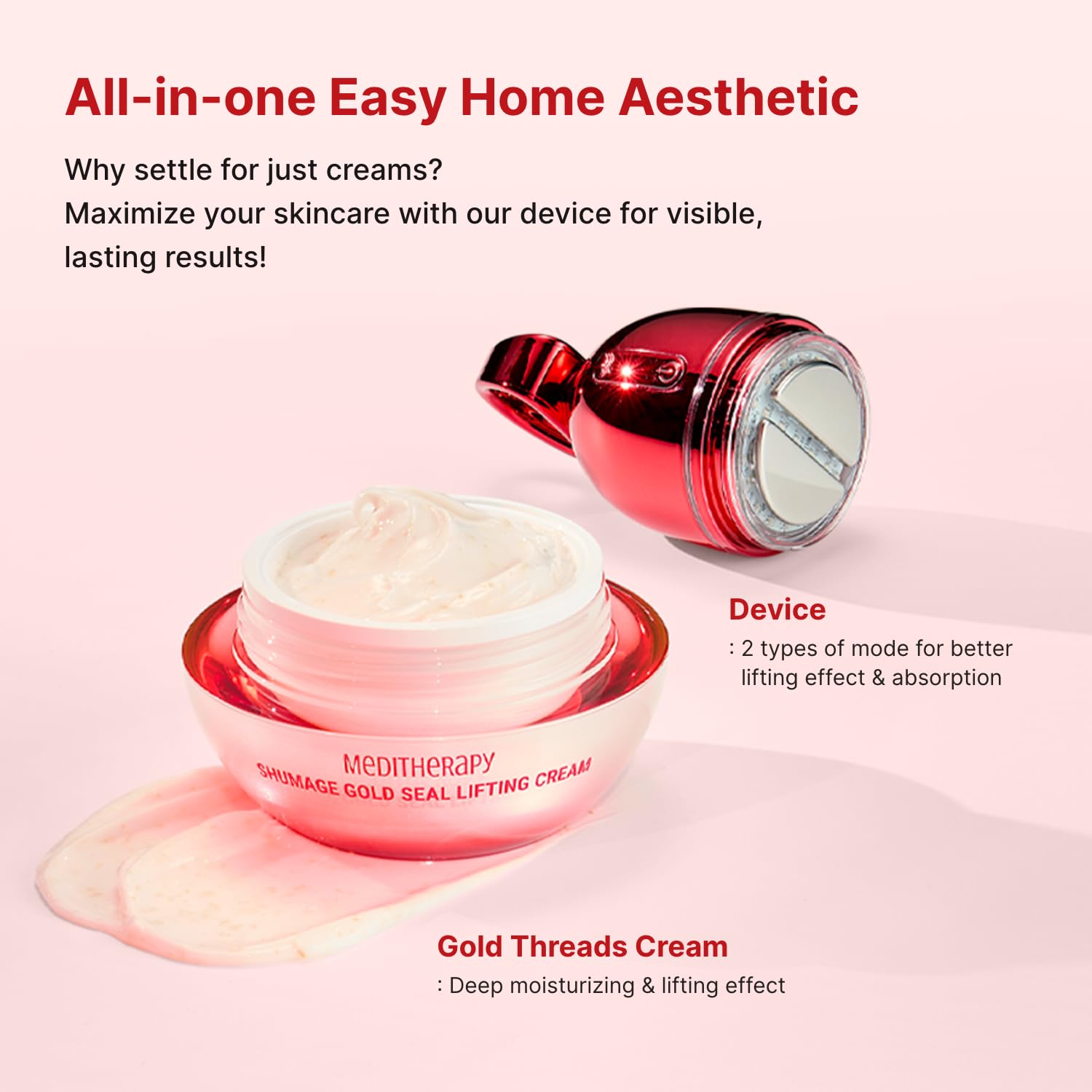Shumage Gold Seal Lifting Cream+Device - Moisturizer Face Lift Cream, Hydrating & Tightening For Sagging Skin - Korean Face Mois