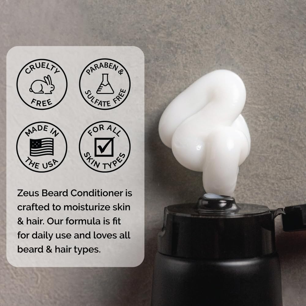 ZEUS Italian Cypress Beard Conditioner Wash with Essential Oils for Men (4 oz) MADE IN USA