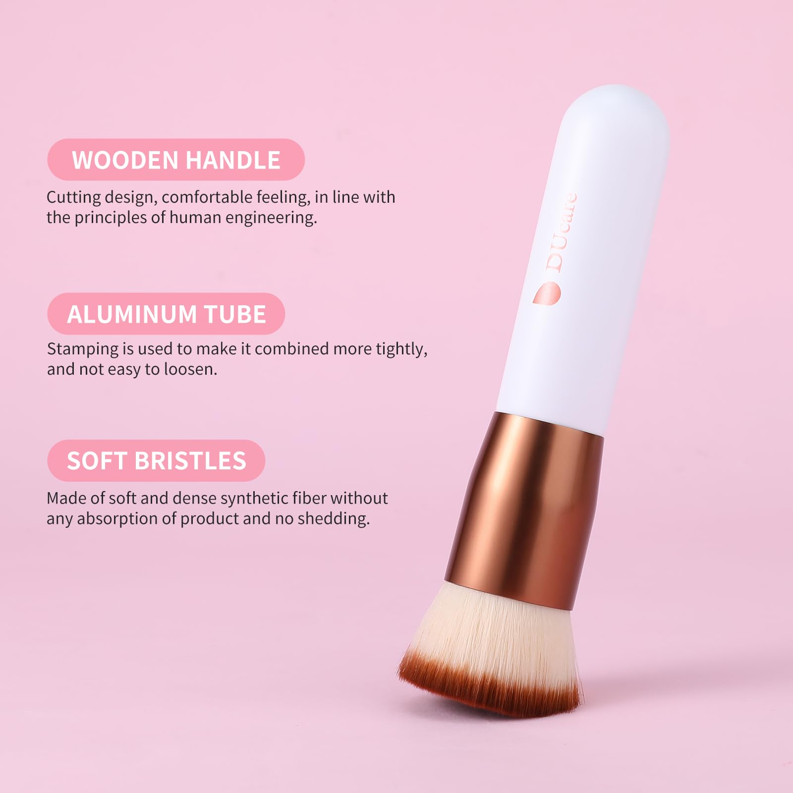 DUcare Foundation Brush Flat Top Kabuki Self Tanner Brush Synthetic Professional Makeup Brush Liquid Blending Mineral Powder Buf