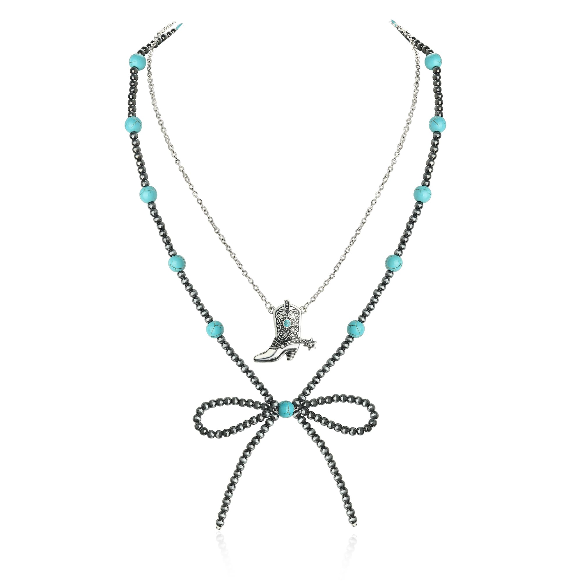 Navajo Pearl Bow Necklace Western Jewelry for Women Cowgirl Turquoise Necklaces Jewelry (11)