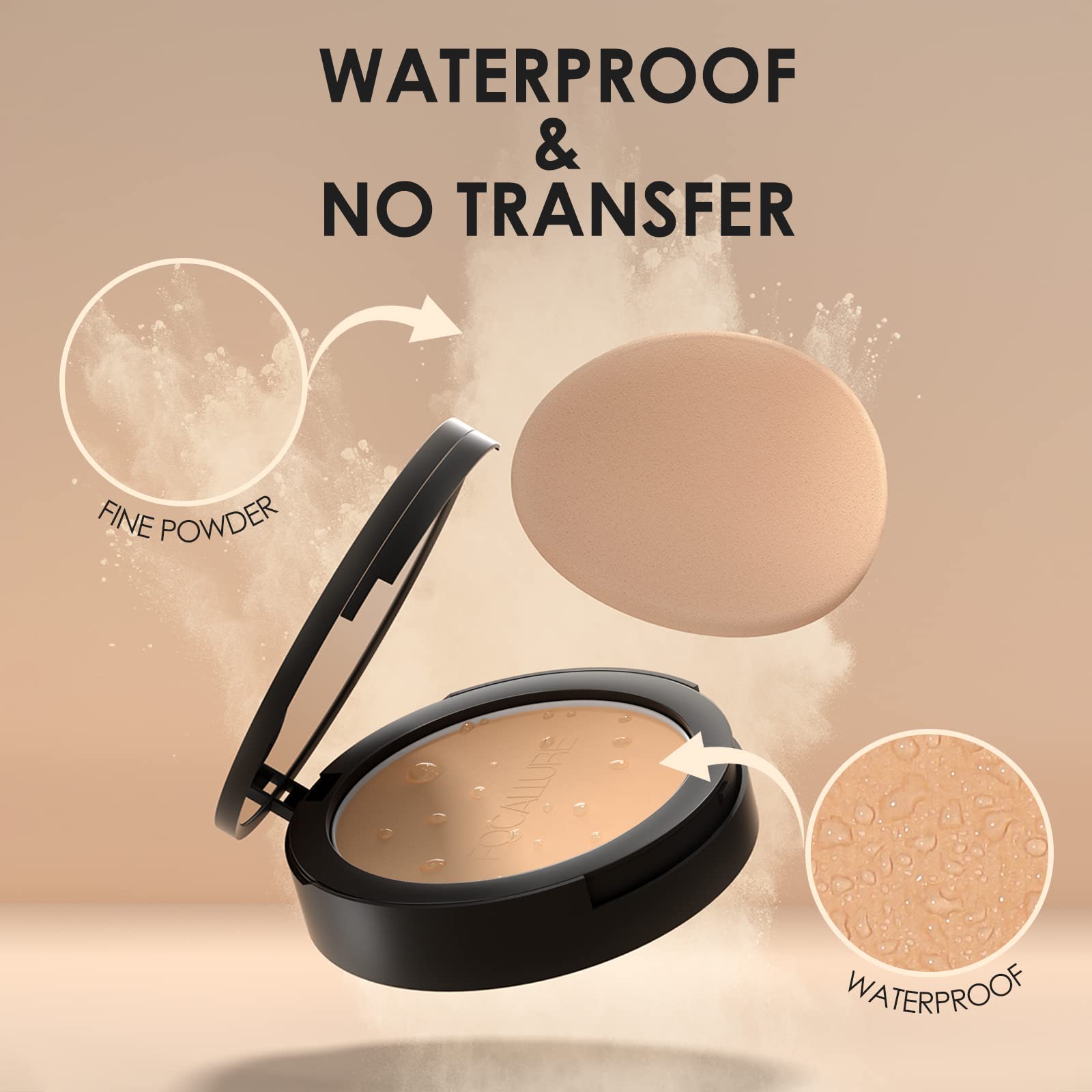Focallure Flawless Pressed Powder, Control Shine & Smooth Complexion, Pressed Setting Powder Foundation Makeup, Portable Face Po