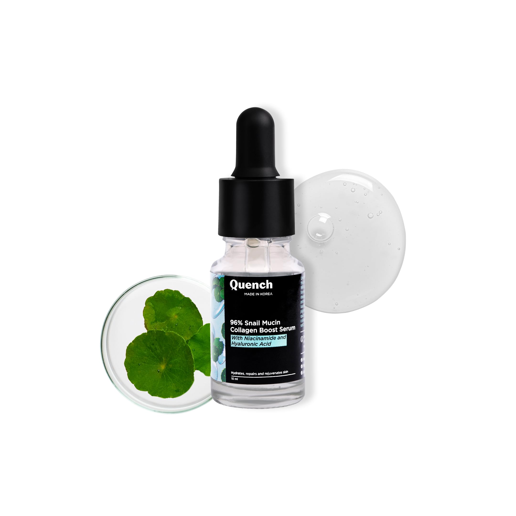 Quench 96% Snail Mucin Collagen Boost Serum With Niacinamide & Hyaluronic Acid | 72 Hours Hydration | Formulated & Made In Korea