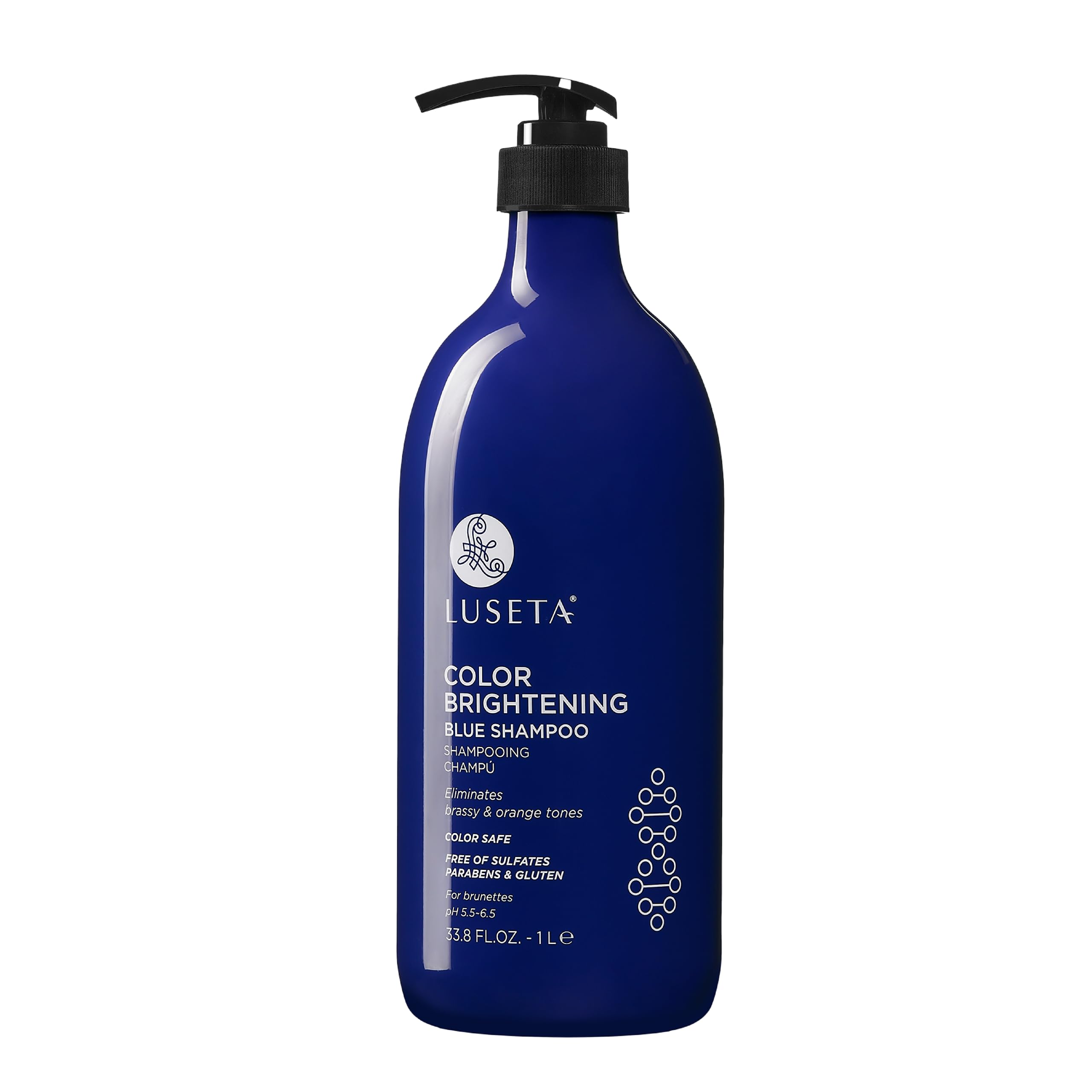 Luseta Color Brightening Blue Shampoo for Brunettes and Brassy Orange Tones, Hair Care Routine Shmapoo for Color Treated Hair, R