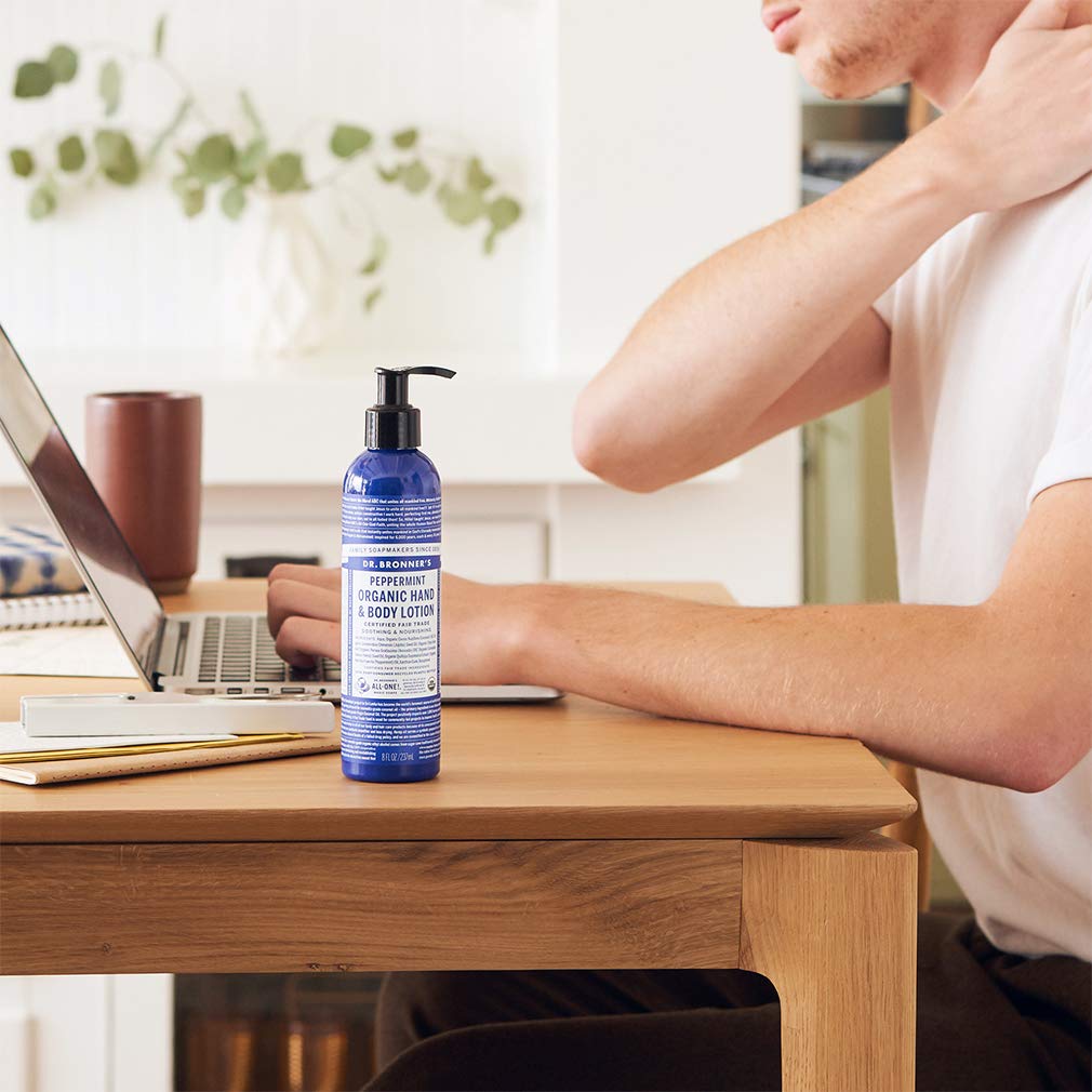Dr. Bronner'S - Organic Lotion (Peppermint, 8 Ounce) - Body Lotion And Moisturizer, Certified Organic, Soothing For Hands, Face