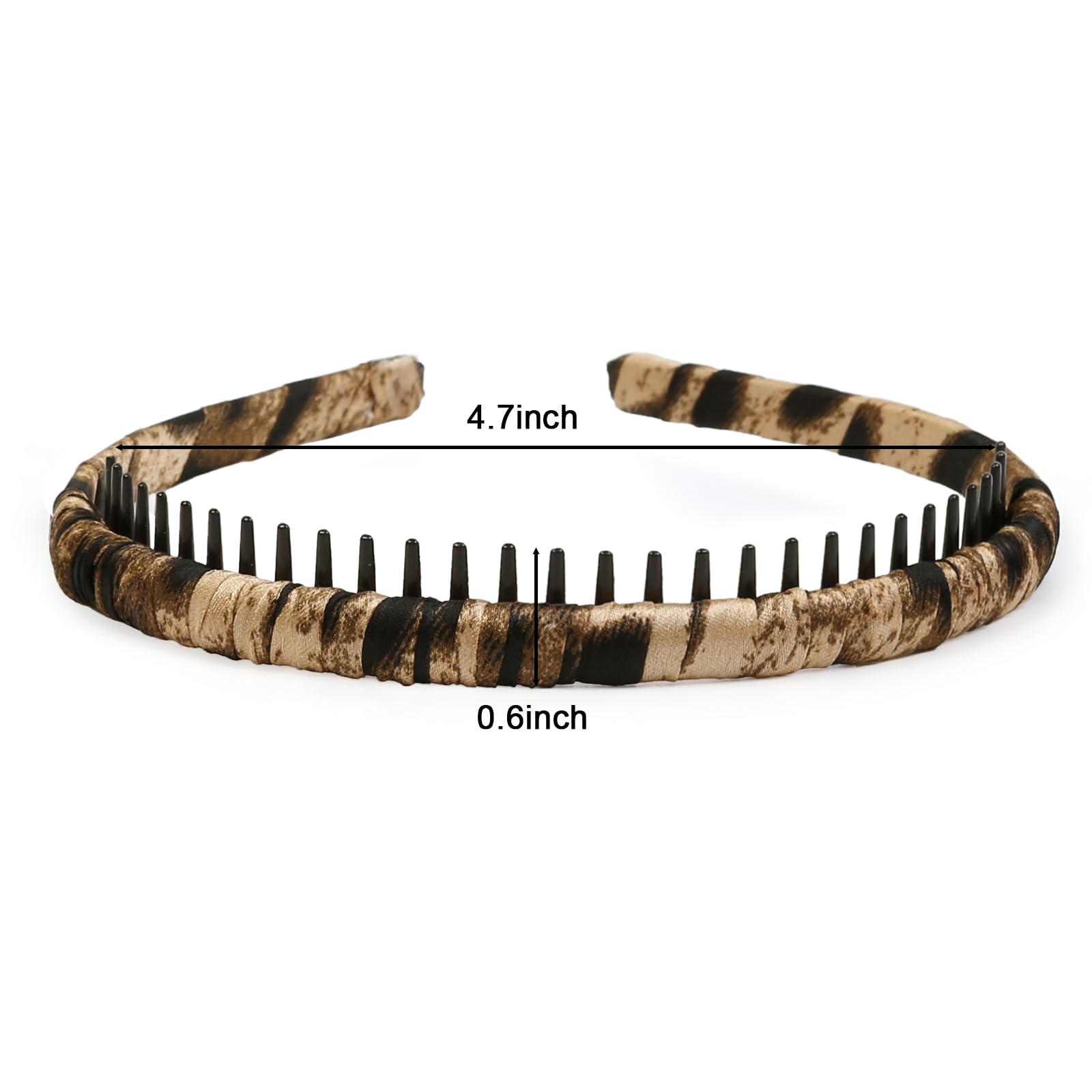 Wowovowovo Headbands For Women Girls Men, Plastic Thin Hairbands With Teeth, Fashion Non Slip Elastic Black Leopard Printed Comb