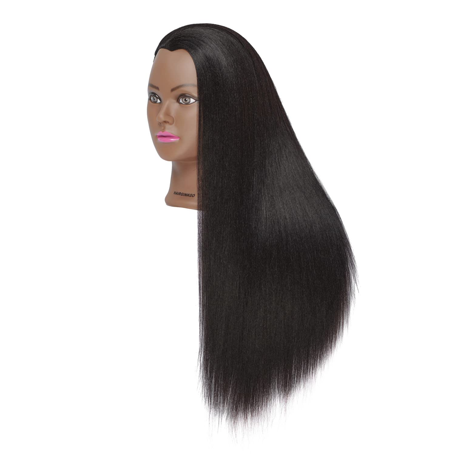 Hairginkgo Mannequin Head 26''-28'' Super Long Synthetic Yaki Fiber Hair Manikin Head Styling Hairdresser Training Head Cosmetol