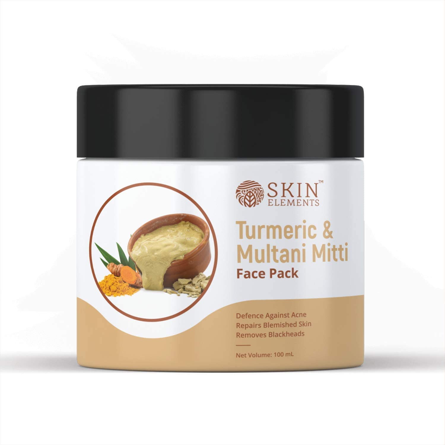 Skin Elements Fullers Earth (Multani Mitti) & Turmeric (Haldi) Natural Face Pack for Healthy & Glowing Skin | Reduces Dark Spots
